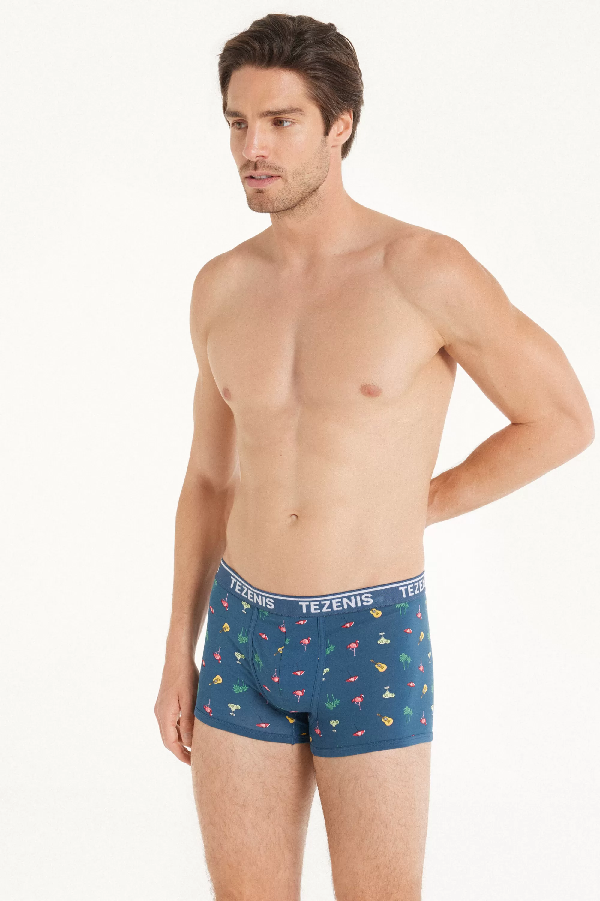 Outlet Boxer In Cotone Stampato Bordi A Contrasto Con Logo - Boxer - Uomo | Boxer