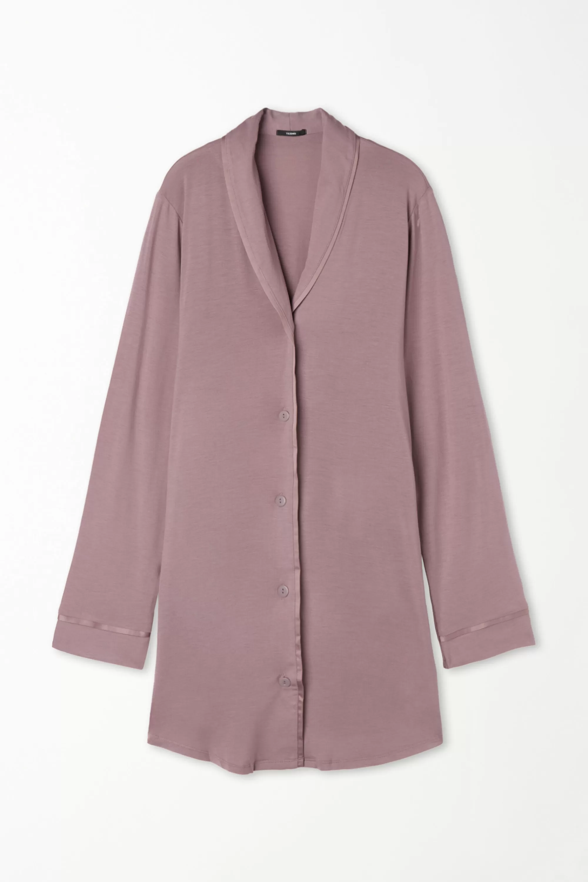 Hot Camicia Da Notte Manica Lunga Con Bottoni Profili Raso - Camicie Da Notte E Vestaglie - Donna | Camicie da notte e Vestaglie
