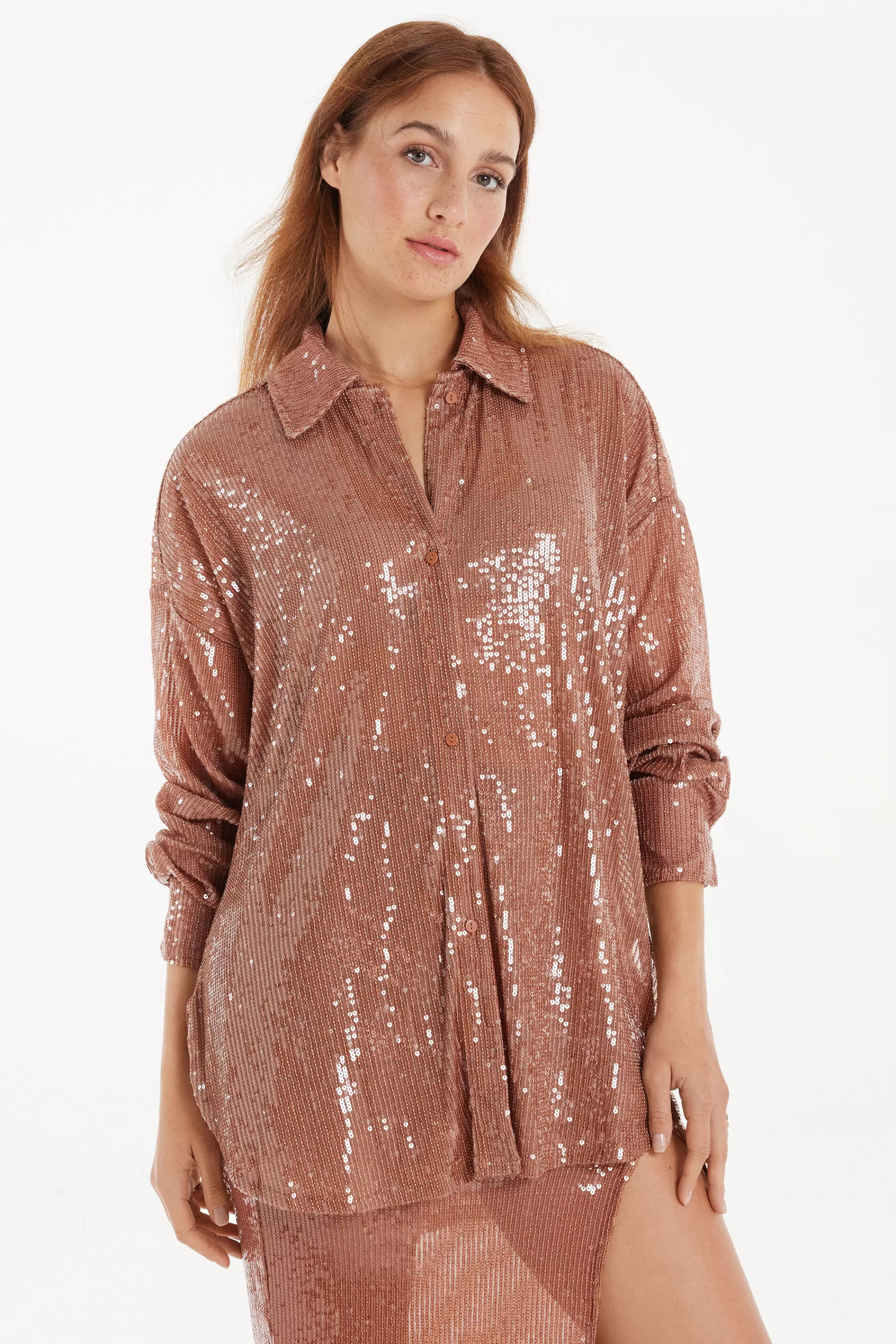 Fashion Camicia Manica Lunga Con Paillettes - Maglie Maniche Lunghe - Donna | Maglie maniche lunghe