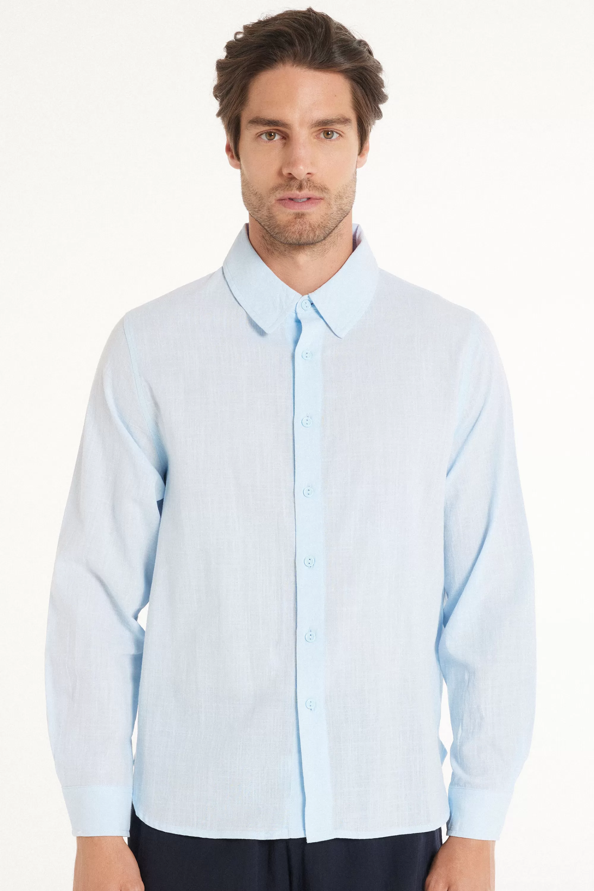 Flash Sale Camicia Manica Lunga In 100% Cotone Super Leggero - Maglie Maniche Lunghe - Uomo | Maglie maniche lunghe