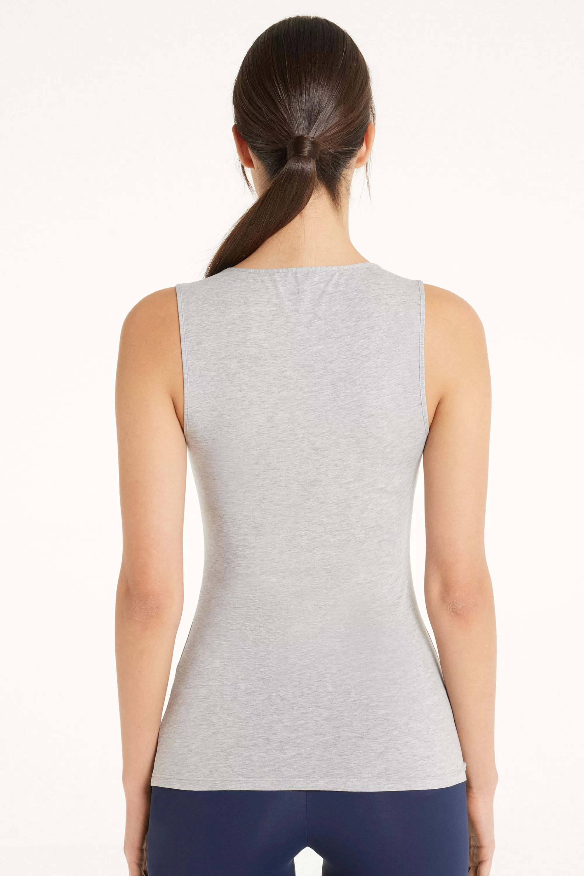 Cheap Canotta In Cotone Spalla Larga Scollo Stondato - Canotte E Top - Donna | Top e T-shirt | Canotte e Top