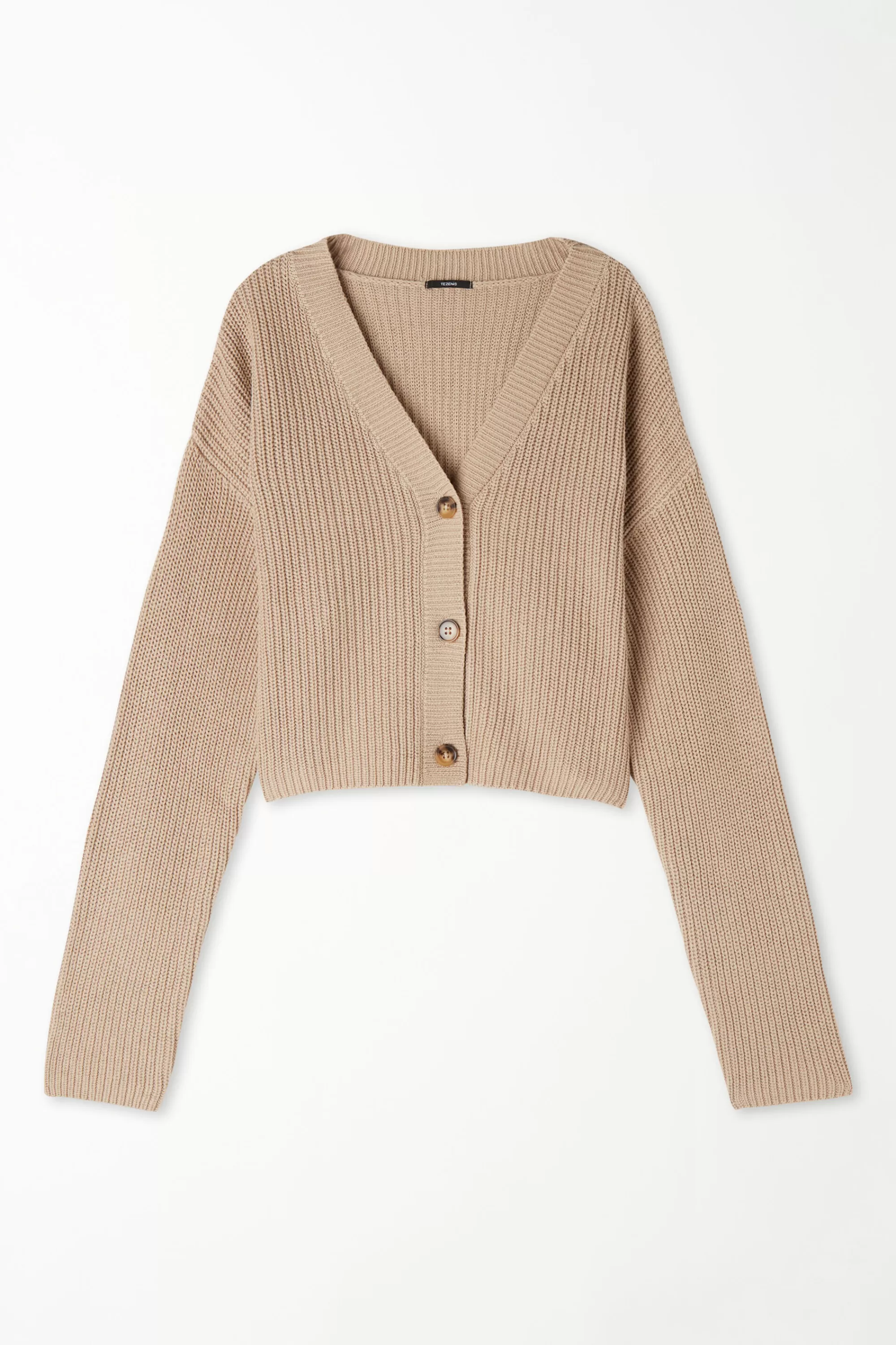 Clearance Cardigan Corto Manica Lunga Con Bottoni A Coste - Cardigan E Maglioni - Donna | Cardigan e Maglioni
