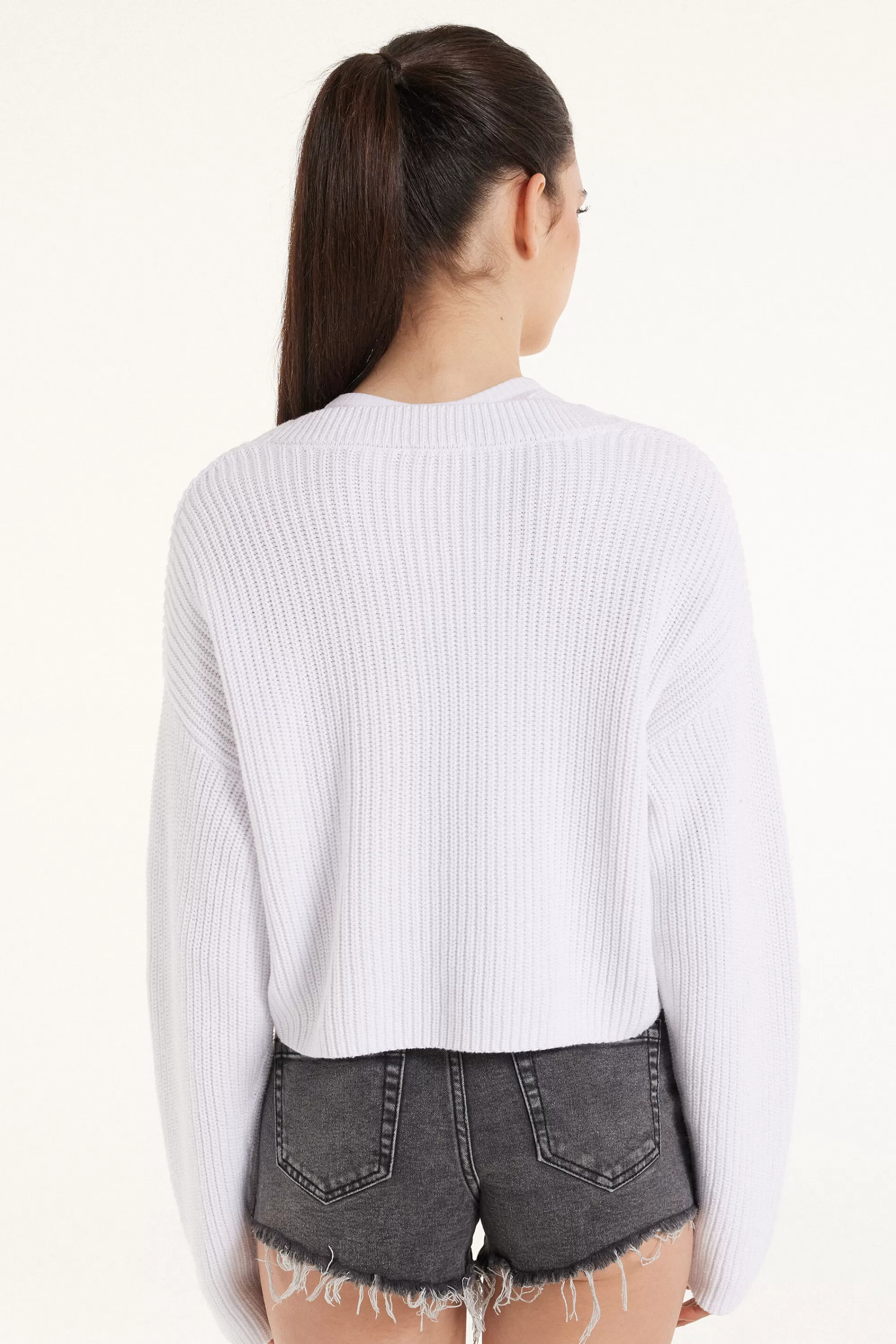 Discount Cardigan Corto Manica Lunga Con Bottoni A Coste - Cardigan E Maglioni - Donna | Cardigan e Maglioni