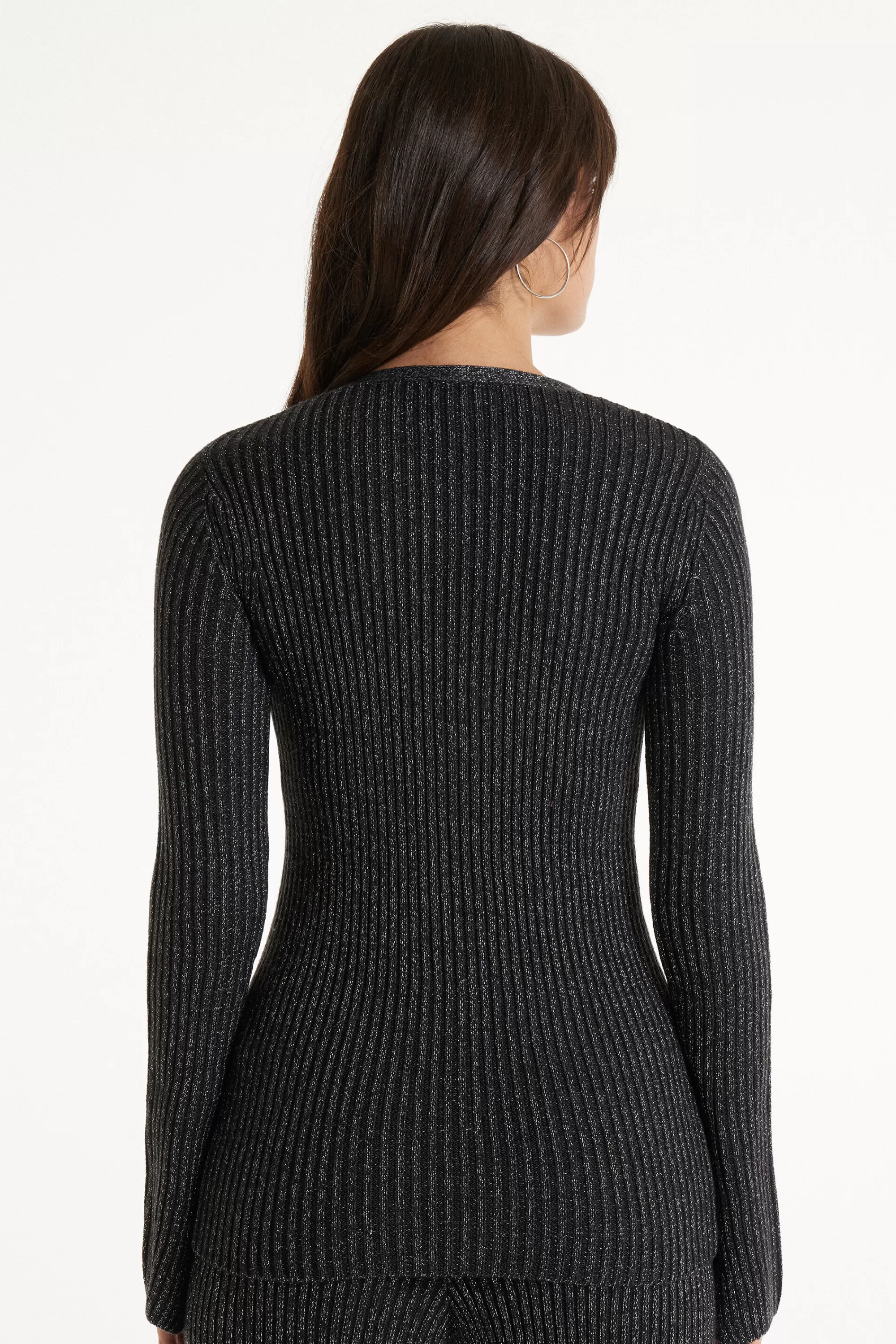Discount Cardigan Manica Lunga Con Bottoni Costine Laminato - Cardigan E Maglioni - Donna | Cardigan e Maglioni