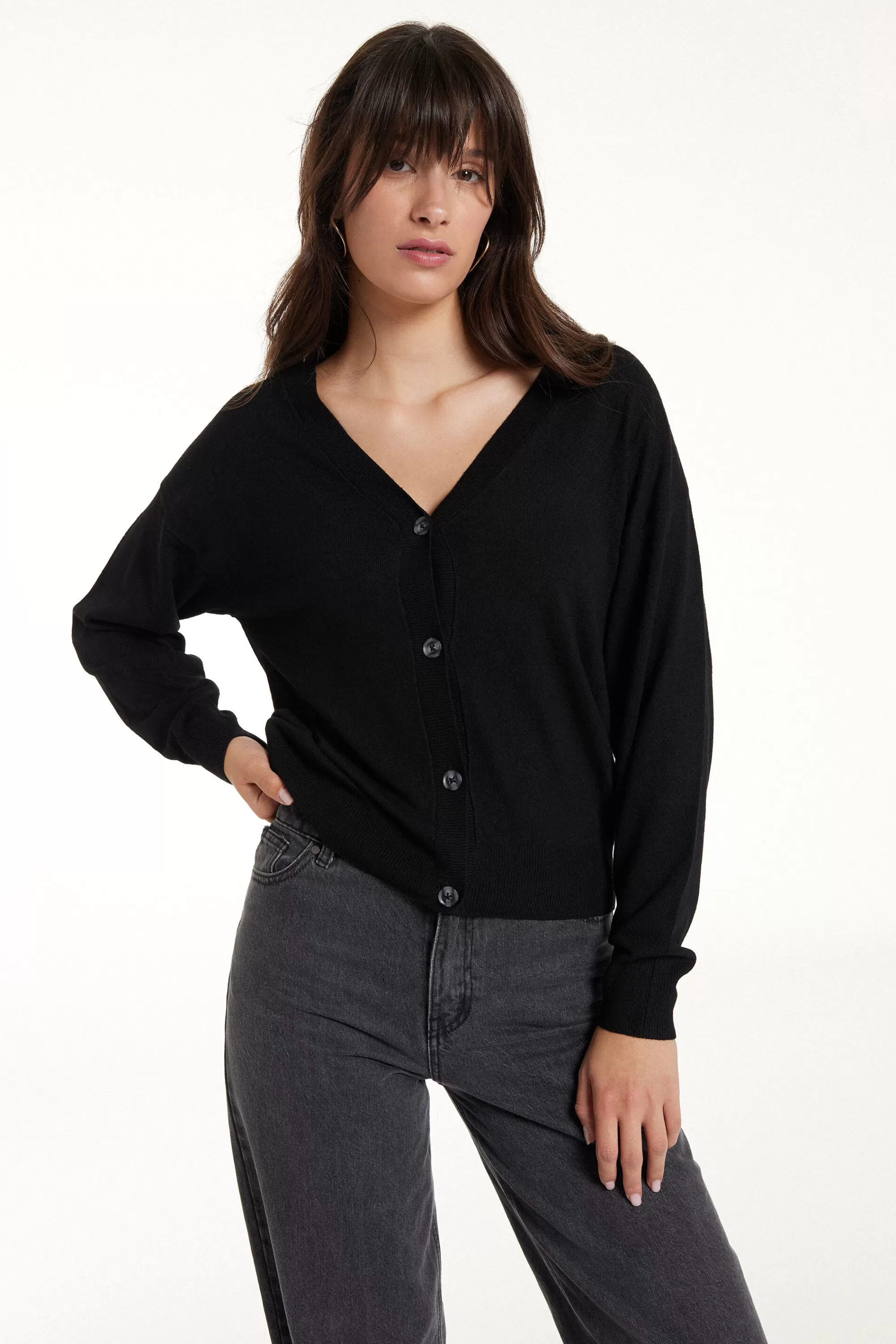 Online Cardigan Manica Lunga Con Bottoni E Lana - Cardigan E Maglioni - Donna | Maglioncini lana | Cardigan e Maglioni