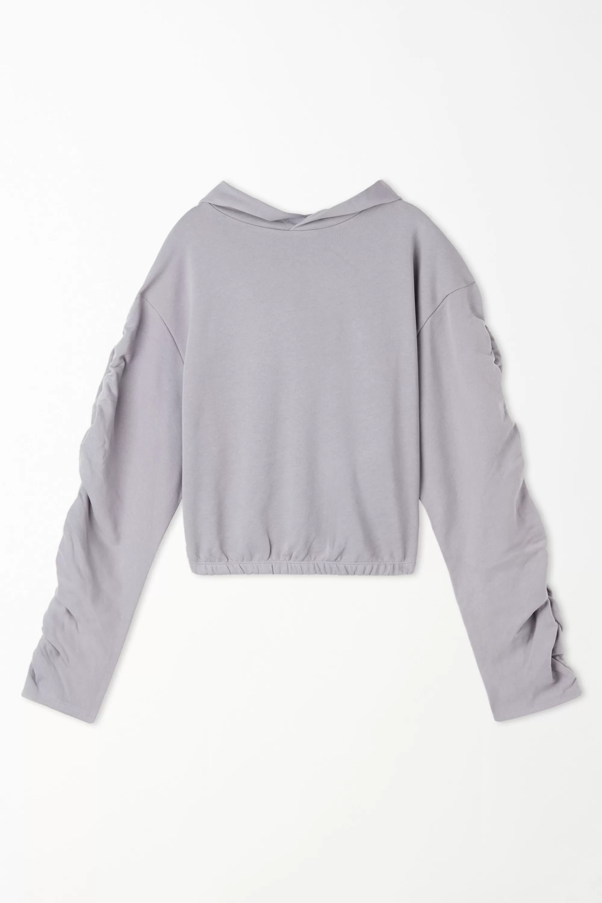 Sale Felpa Corta Con Cappuccio E Arricci Sulle Maniche - Felpe - Donna | Felpe | Collezione Fitness