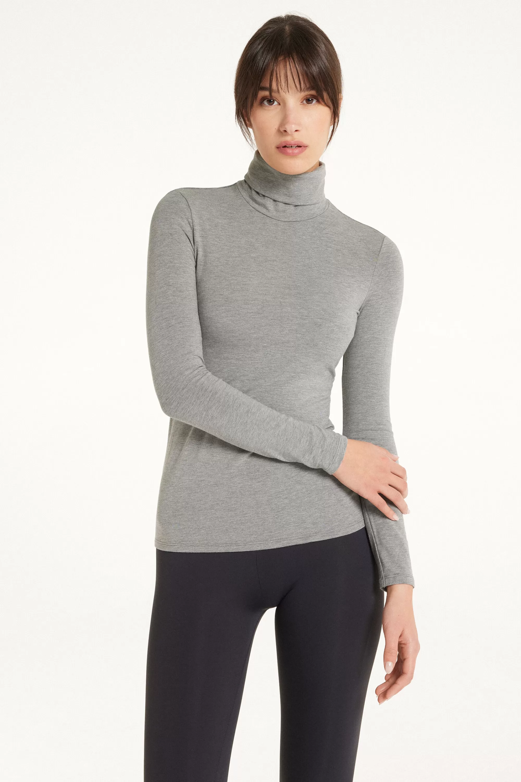 Shop Maglia Collo Alto Cotone E Modal Termico - Maglie Maniche Lunghe - Donna | Maglie termiche | Maglie maniche lunghe