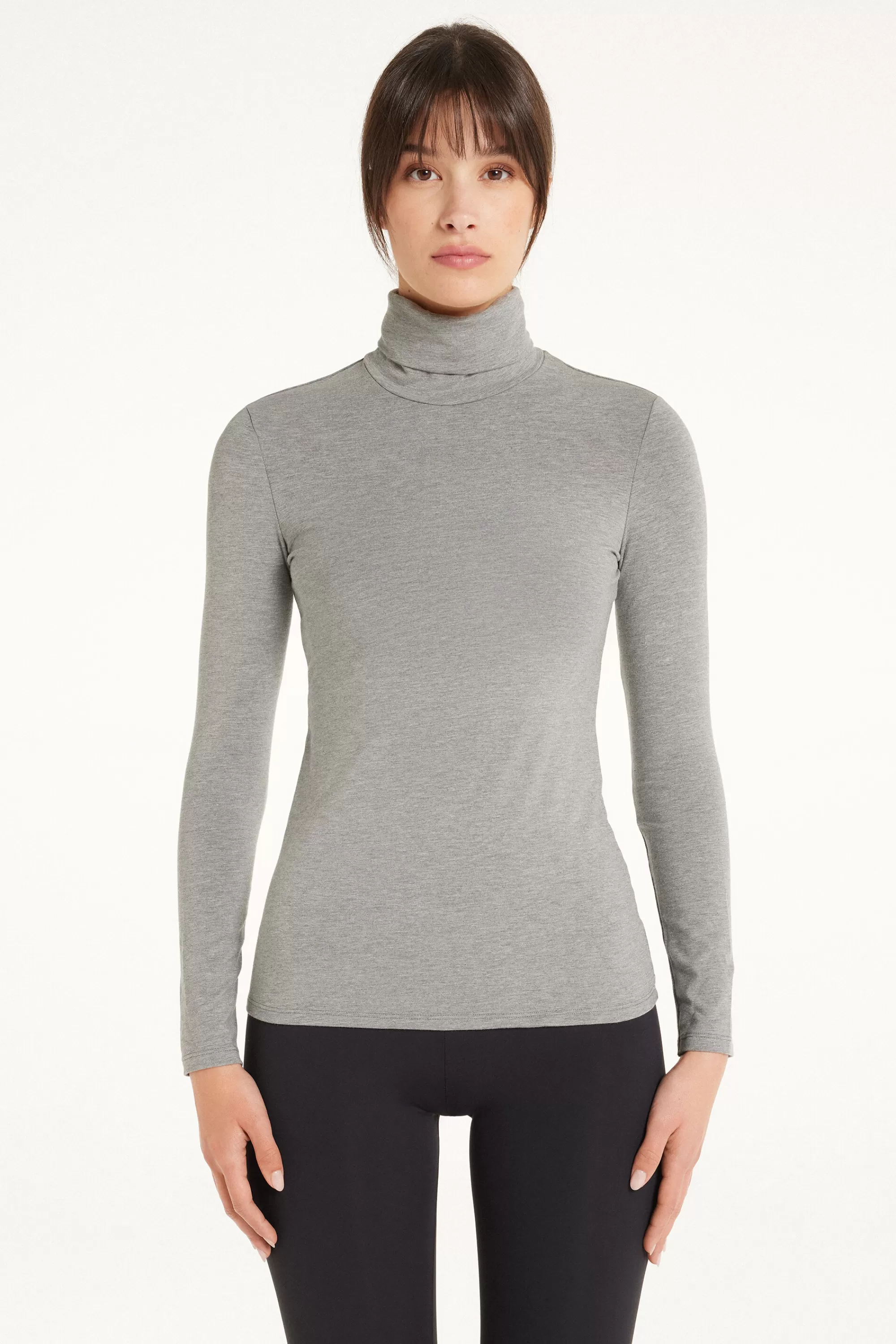 Shop Maglia Collo Alto Cotone E Modal Termico - Maglie Maniche Lunghe - Donna | Maglie termiche | Maglie maniche lunghe