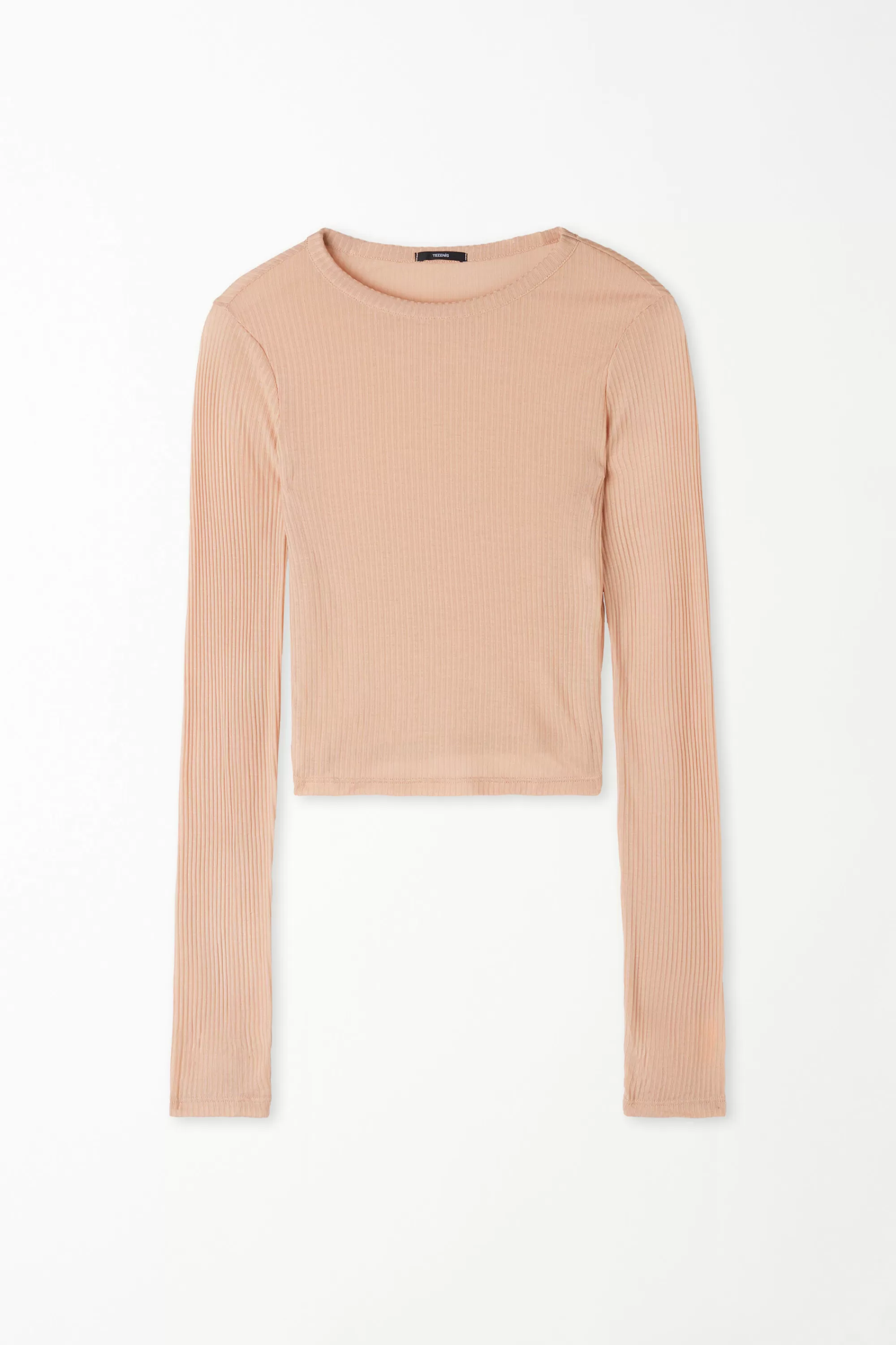 Online Maglia Corta A Manica Lunga Viscosa Ultraleggera A Costine - Maglie Maniche Lunghe - Donna | Maglie maniche lunghe