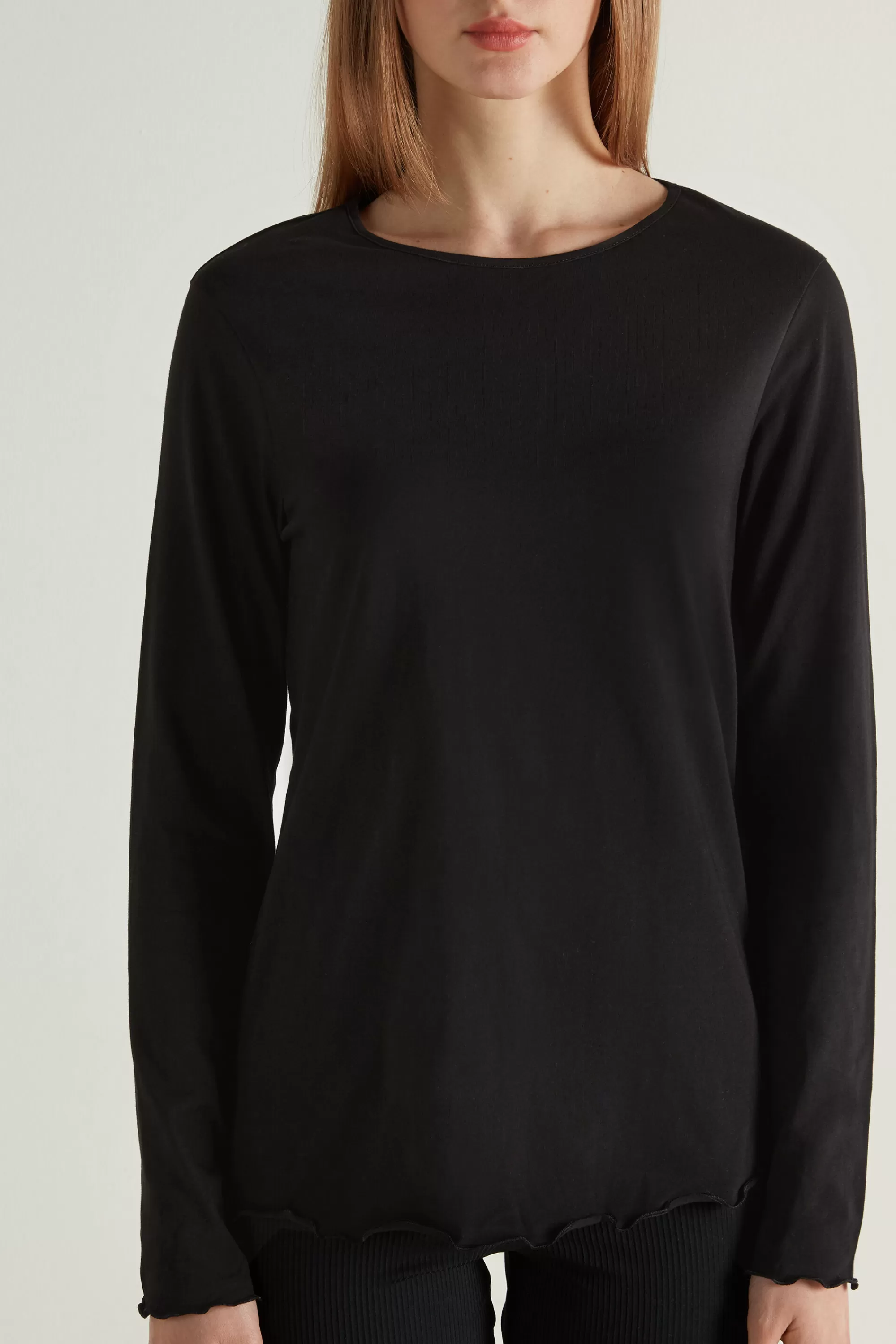 Fashion Maglia Cotone Manica Lunga Punto Bambola - Pigiami Combinabili - Donna | Maglie maniche lunghe | Pigiami combinabili