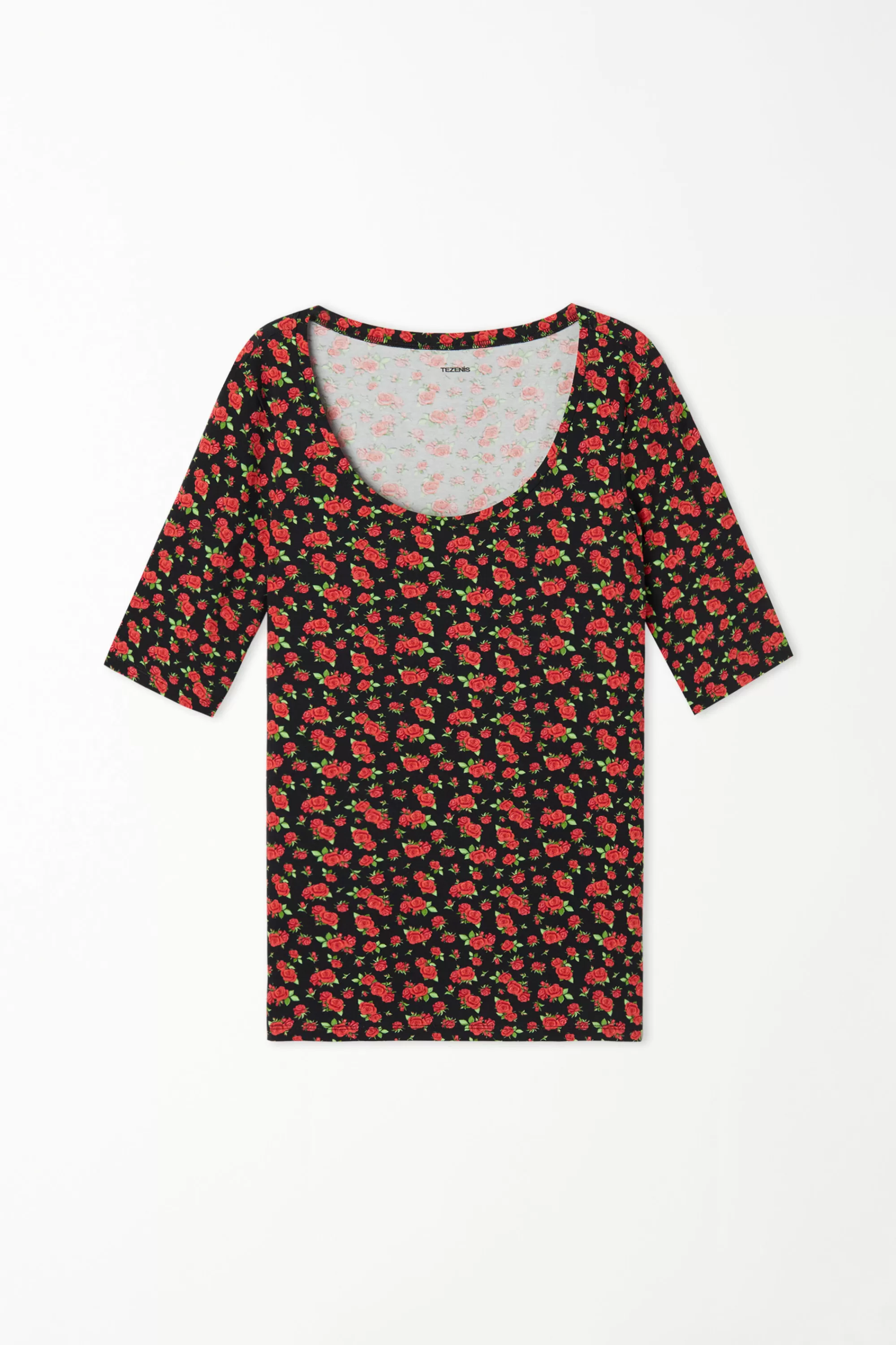 New Maglia Manica Corta Scollo Ampio In Cotone Stampato - Magliette Maniche Corte - Donna | Magliette maniche corte
