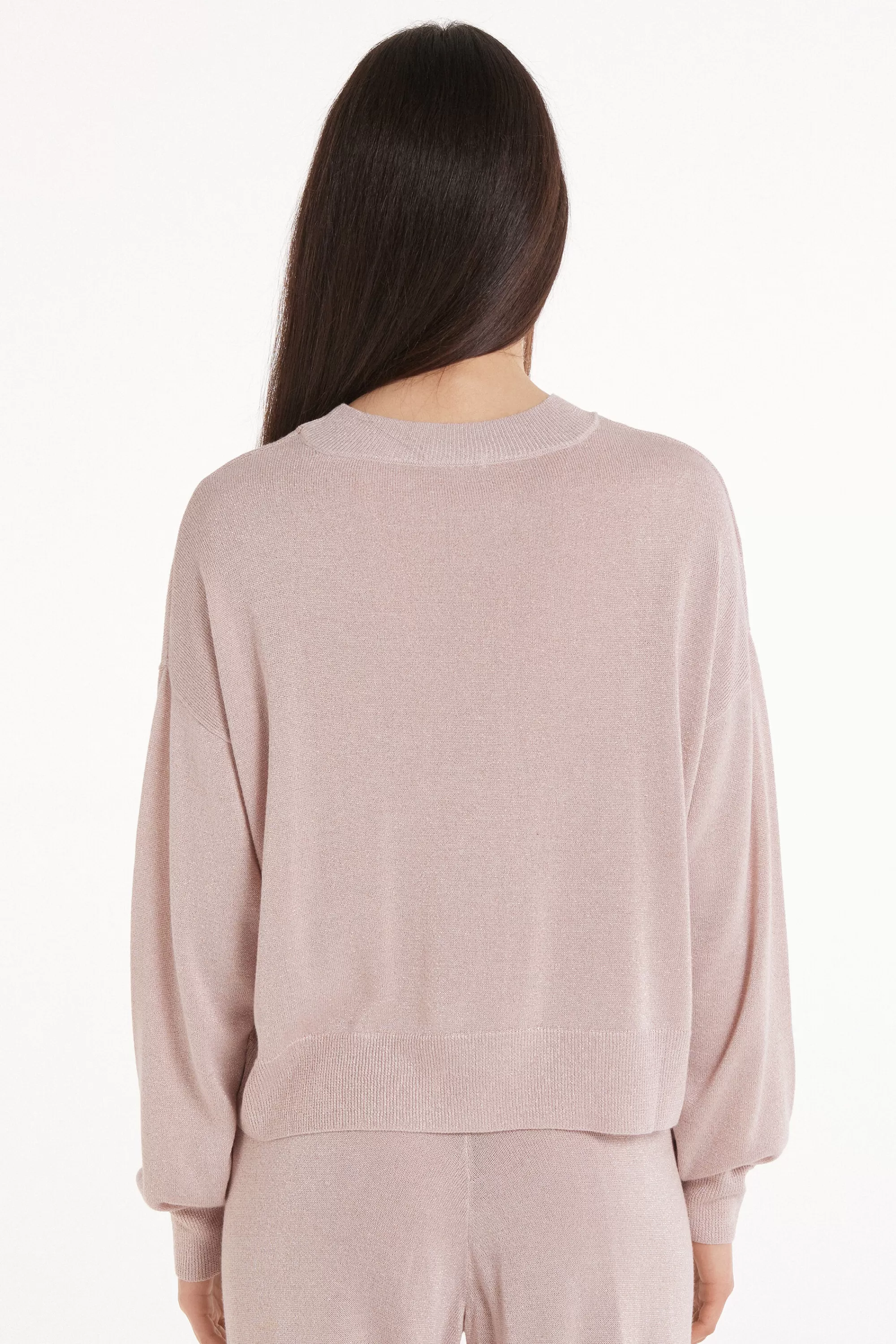 Sale Maglia Manica Lunga Girocollo Spalla Scesa Tessuto Laminato - Maglie Maniche Lunghe - Donna | Maglie maniche lunghe