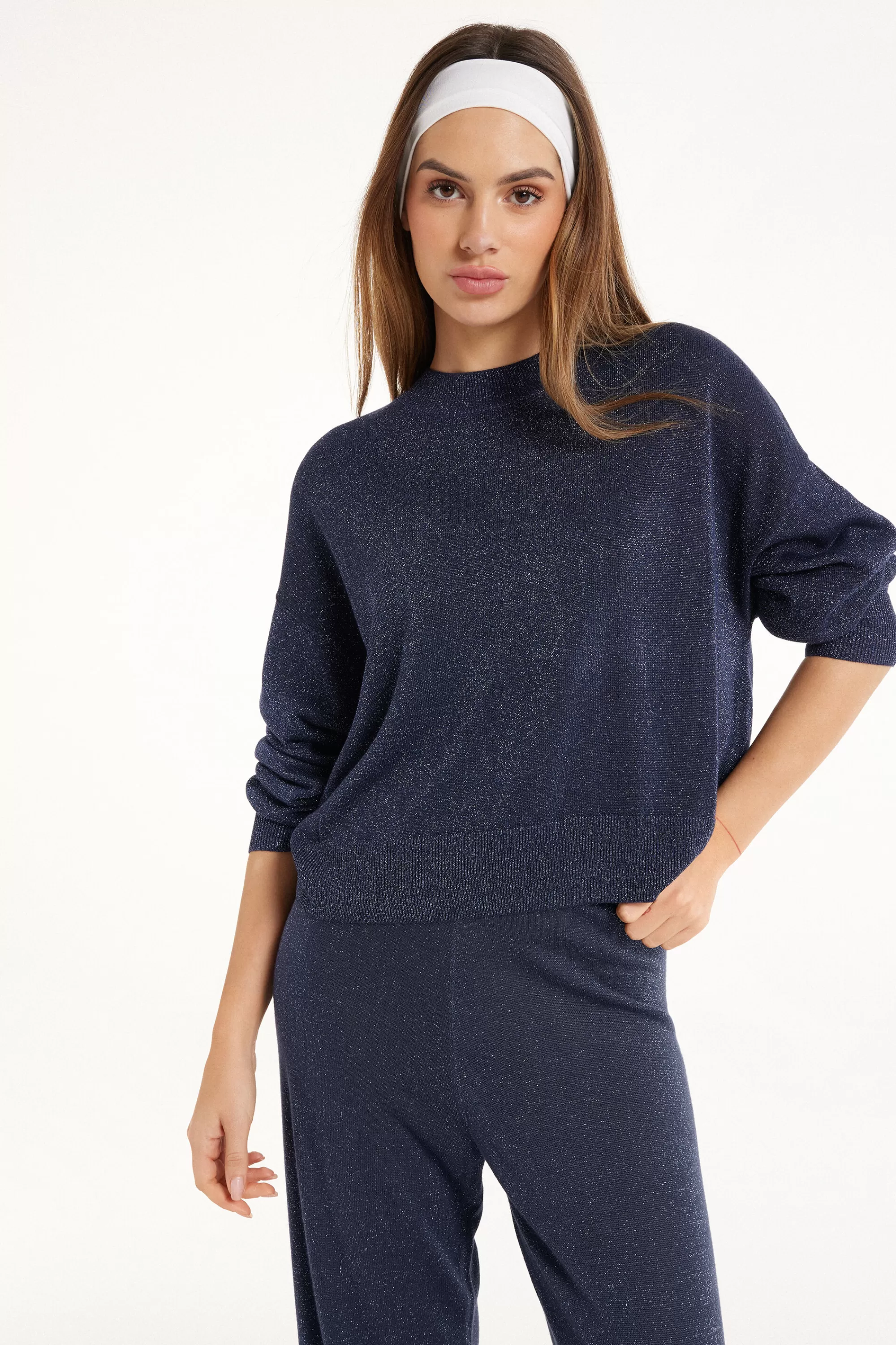 Cheap Maglia Manica Lunga Girocollo Spalla Scesa Tessuto Laminato - Maglie Maniche Lunghe - Donna | Maglie maniche lunghe