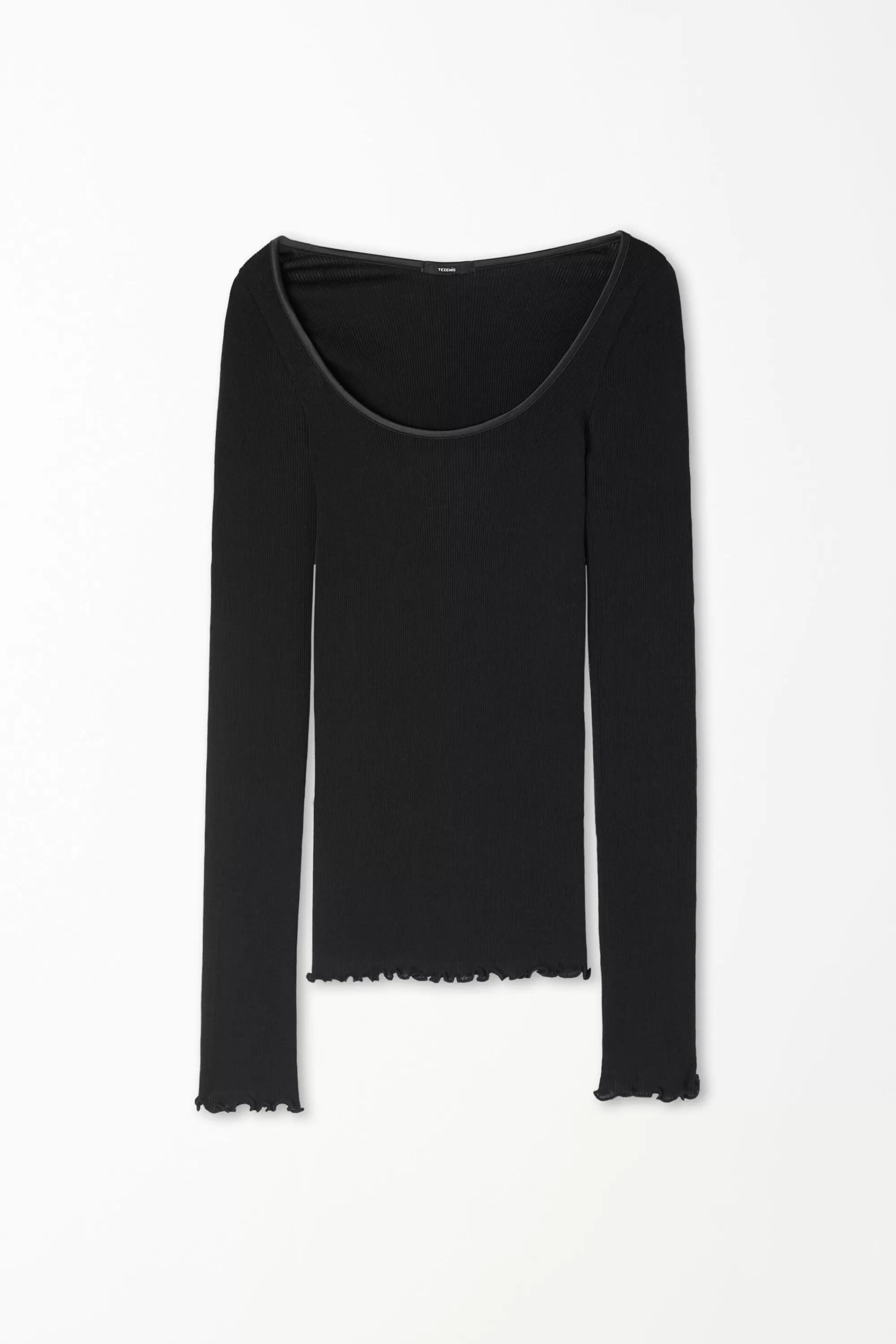 Online Maglia Manica Lunga In 100% Cotone A Costine E Raso - Maglie Maniche Lunghe - Donna | Maglie maniche lunghe