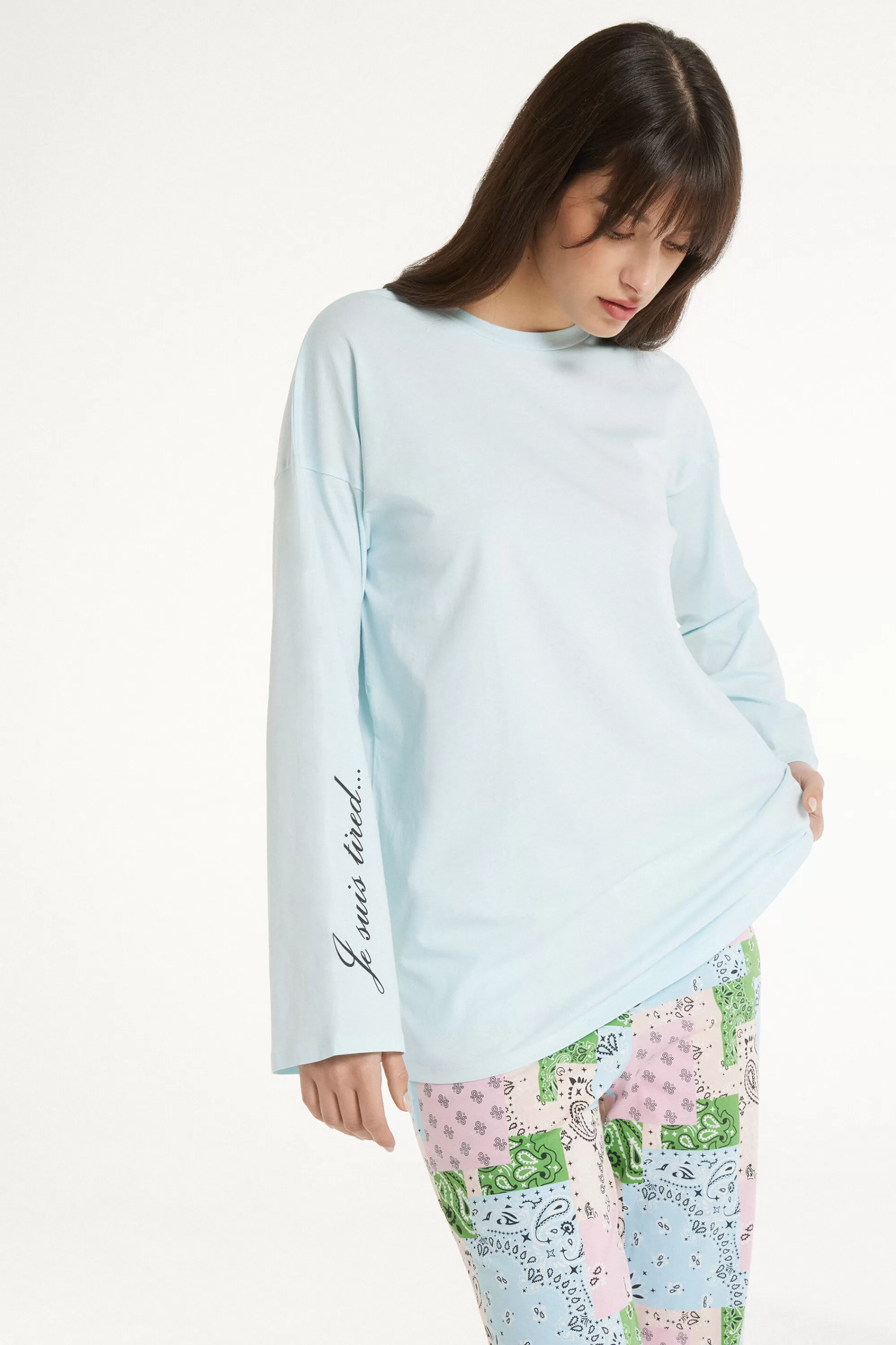 Outlet Maglia Manica Lunga In Cotone Over - Pigiami Combinabili - Donna | Maglie maniche lunghe | Pigiami combinabili