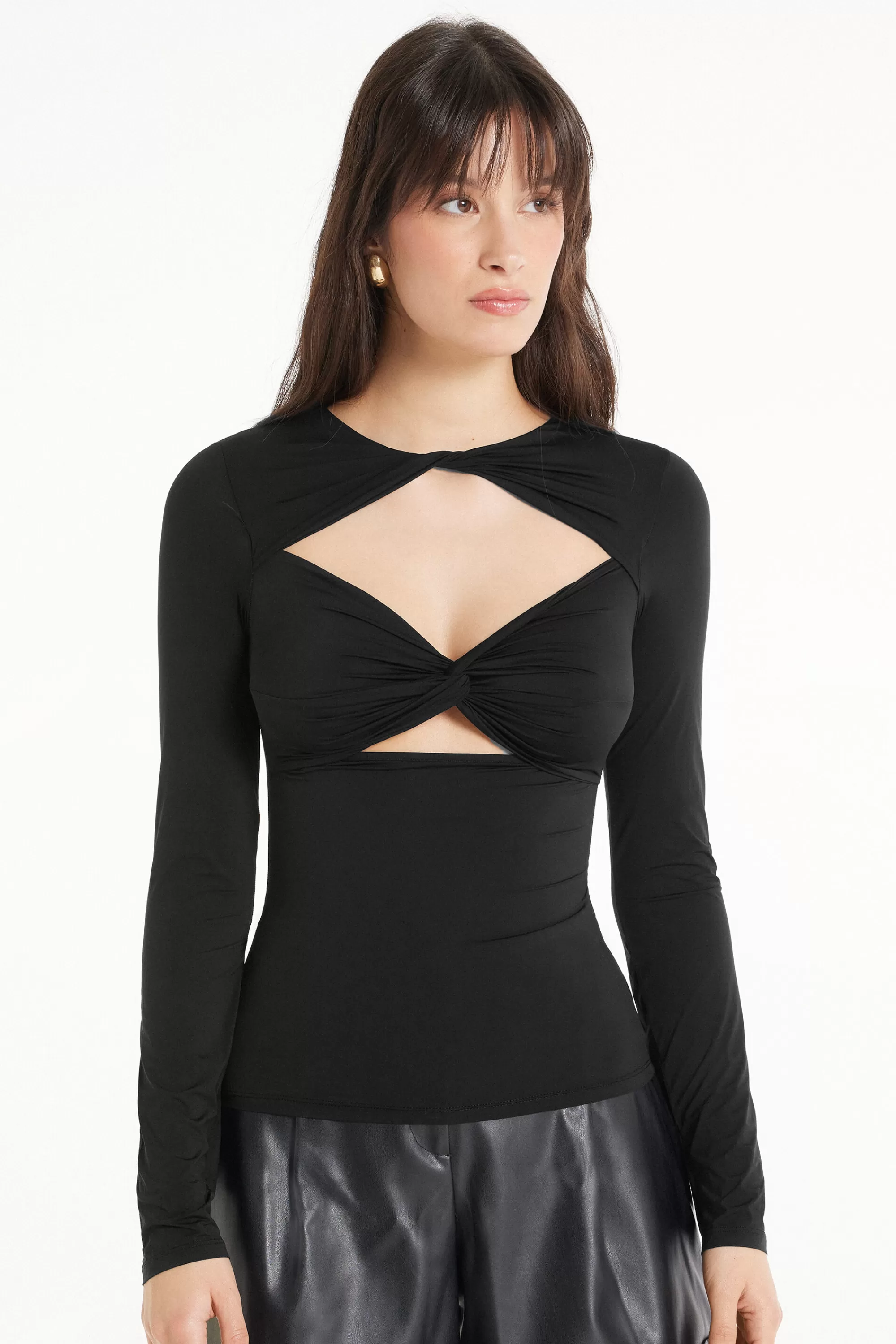 Clearance Maglia Manica Lunga Microfibra Con Nodi - Maglie Maniche Lunghe - Donna | Maglie maniche lunghe