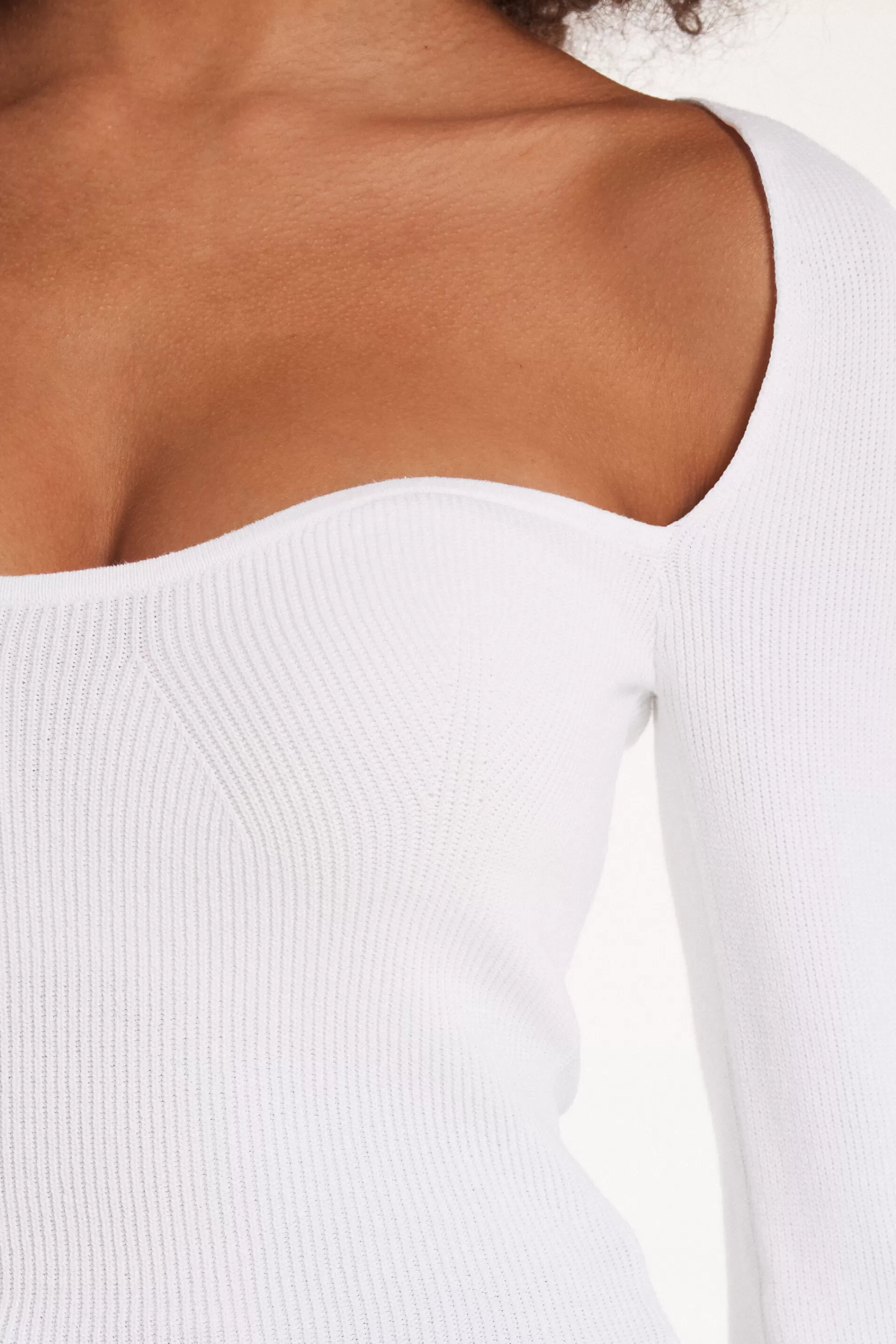 Best Sale Maglia Manica Lunga Scollo A Cuore A Costine - Maglie Maniche Lunghe - Donna | Maglie maniche lunghe