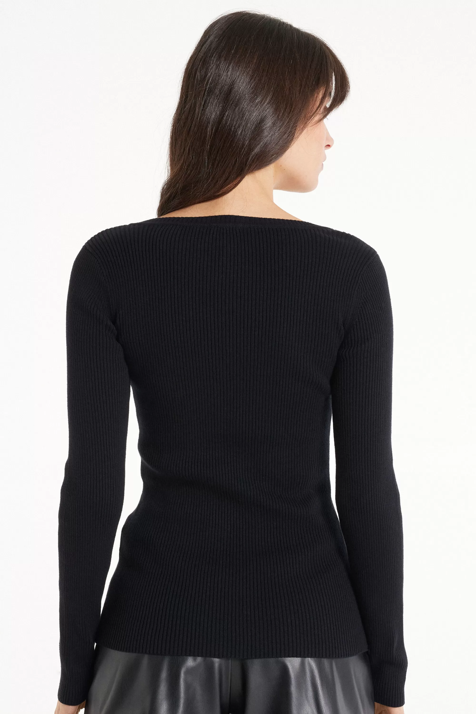 Discount Maglia Manica Lunga Scollo A V A Costine - Maglie Maniche Lunghe - Donna | Maglie maniche lunghe