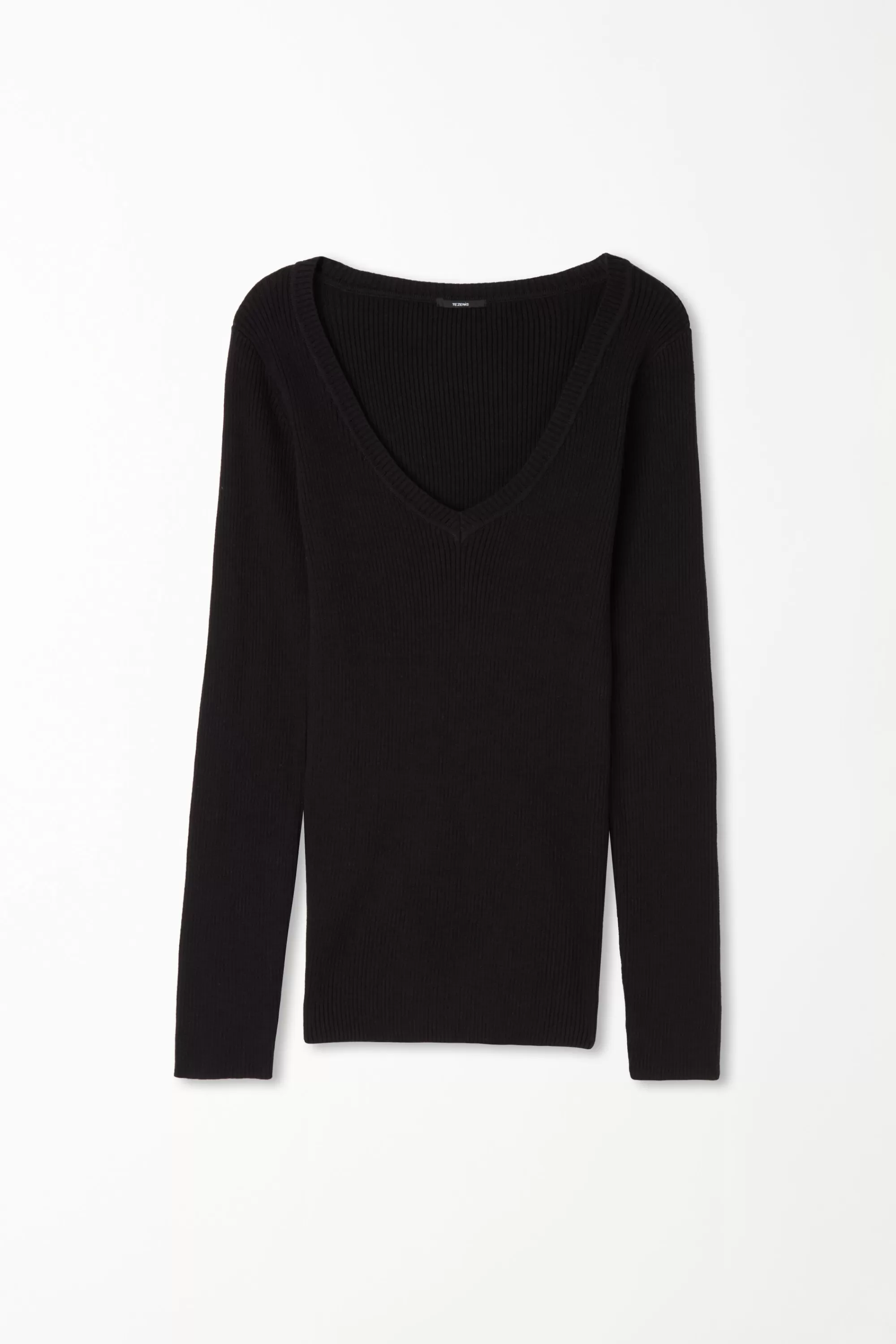 Discount Maglia Manica Lunga Scollo A V A Costine - Maglie Maniche Lunghe - Donna | Maglie maniche lunghe