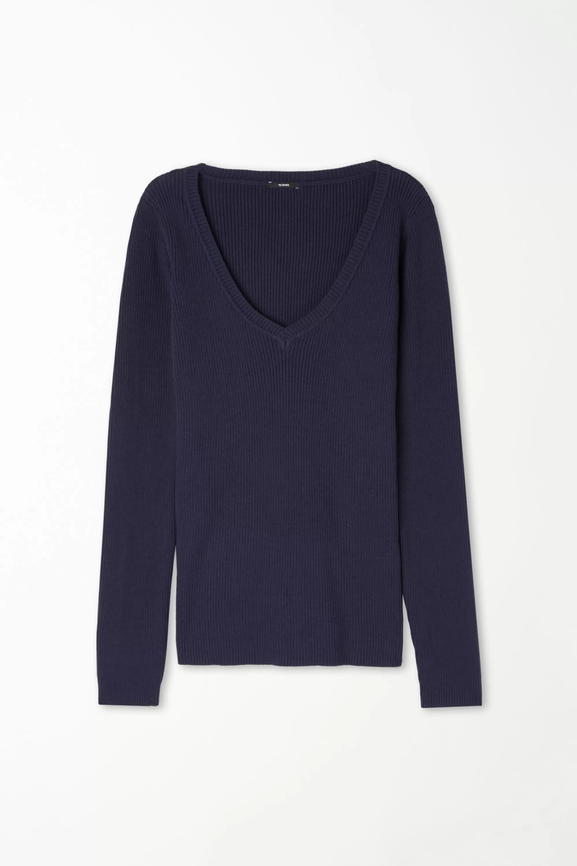 Hot Maglia Manica Lunga Scollo A V A Costine - Maglie Maniche Lunghe - Donna | Maglie maniche lunghe