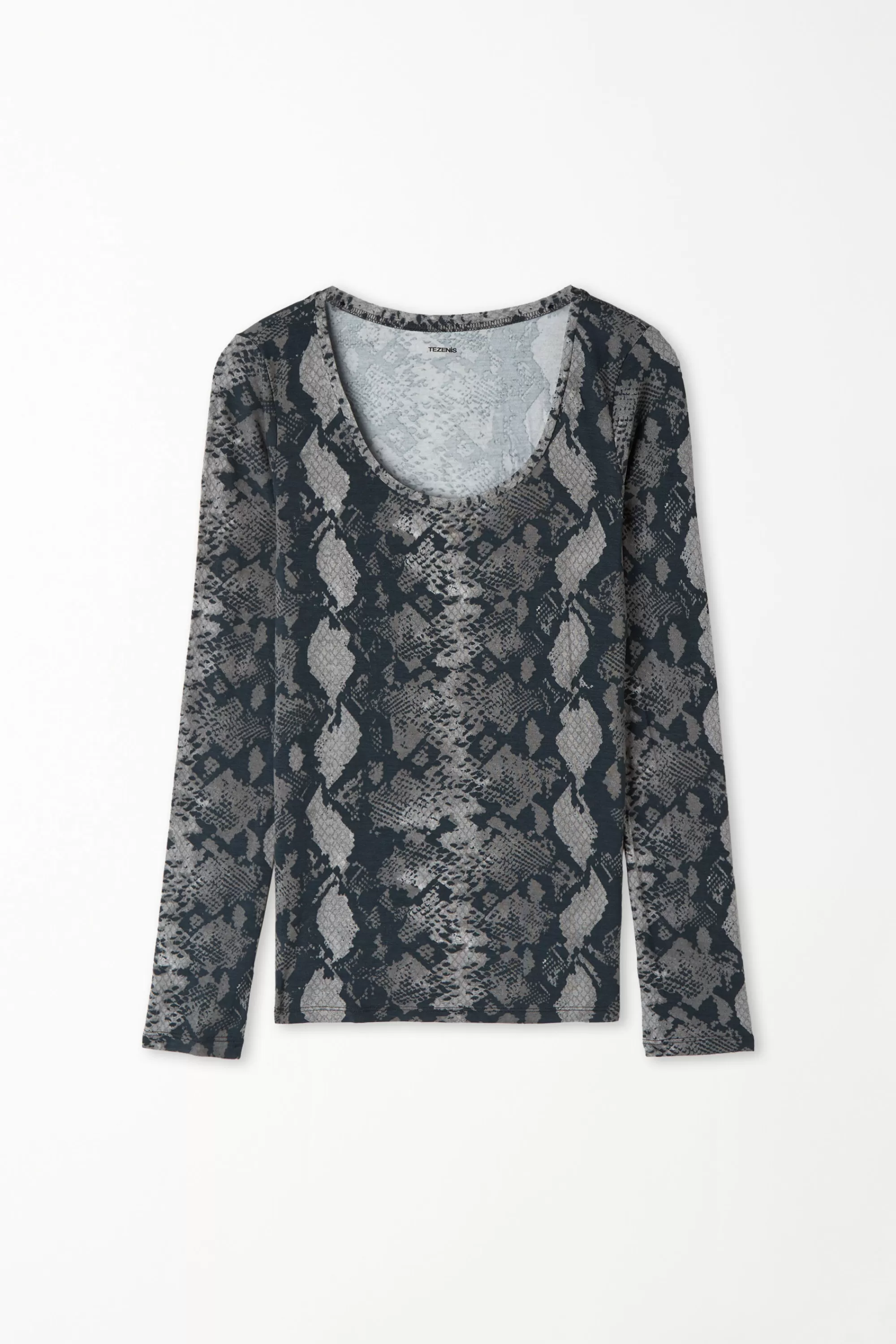 Best Sale Maglia Manica Lunga Scollo Ampio Viscosa Stampata - Maglie Maniche Lunghe - Donna | Maglie maniche lunghe