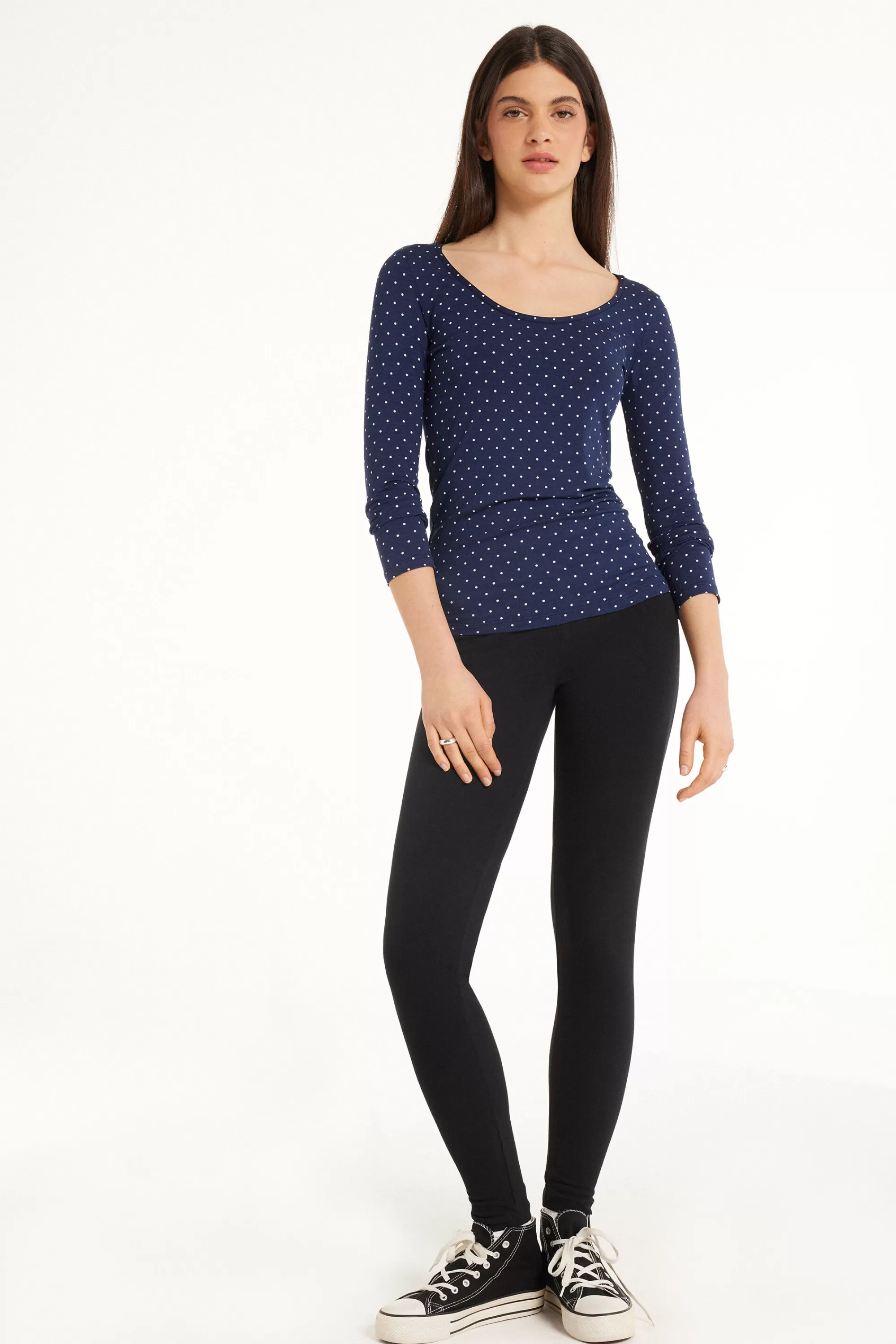 Best Sale Maglia Manica Lunga Scollo Ampio Viscosa Stampata - Maglie Maniche Lunghe - Donna | Maglie maniche lunghe