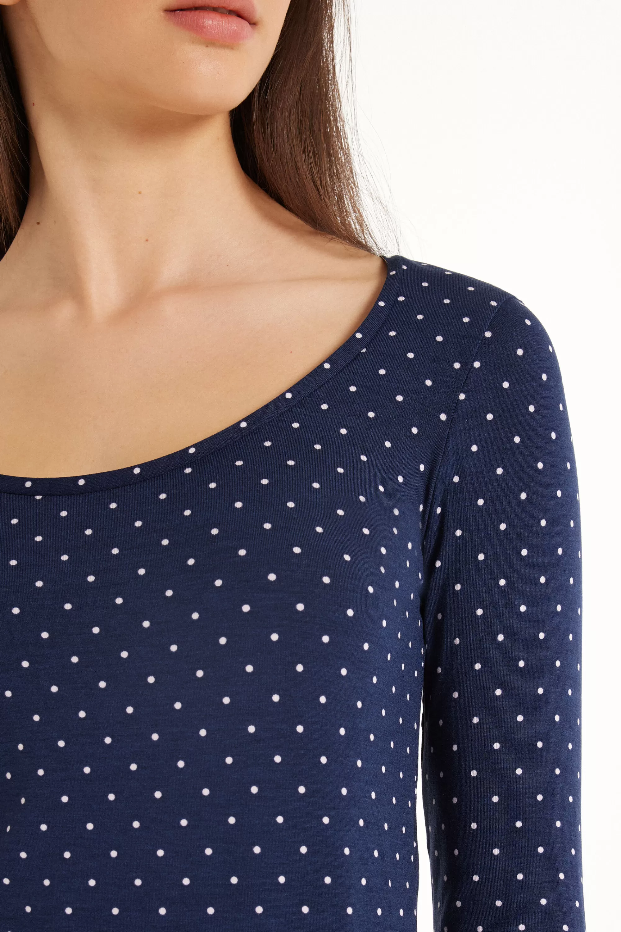 Best Sale Maglia Manica Lunga Scollo Ampio Viscosa Stampata - Maglie Maniche Lunghe - Donna | Maglie maniche lunghe