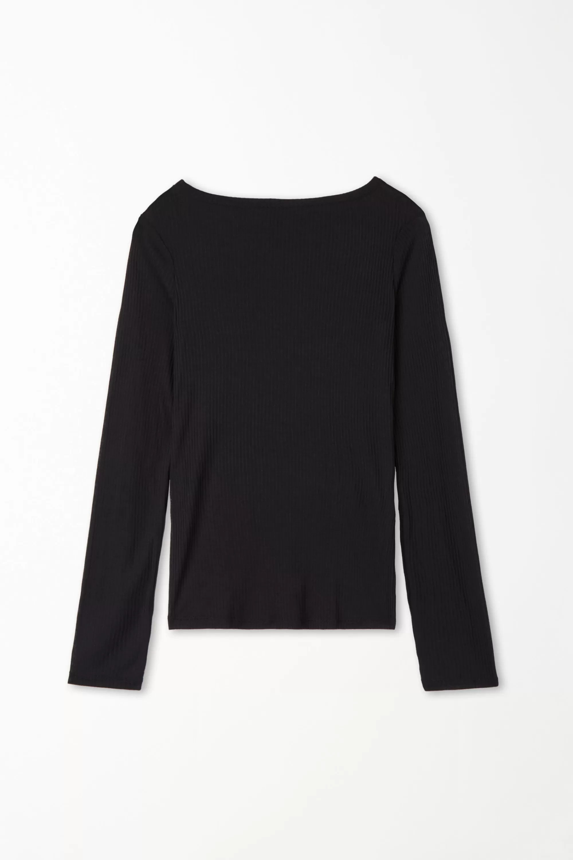 Best Sale Maglia Manica Lunga Scollo Barchetta Viscosa Ultraleggera A Costine - Maglie Maniche Lunghe - Donna | Maglie maniche lunghe