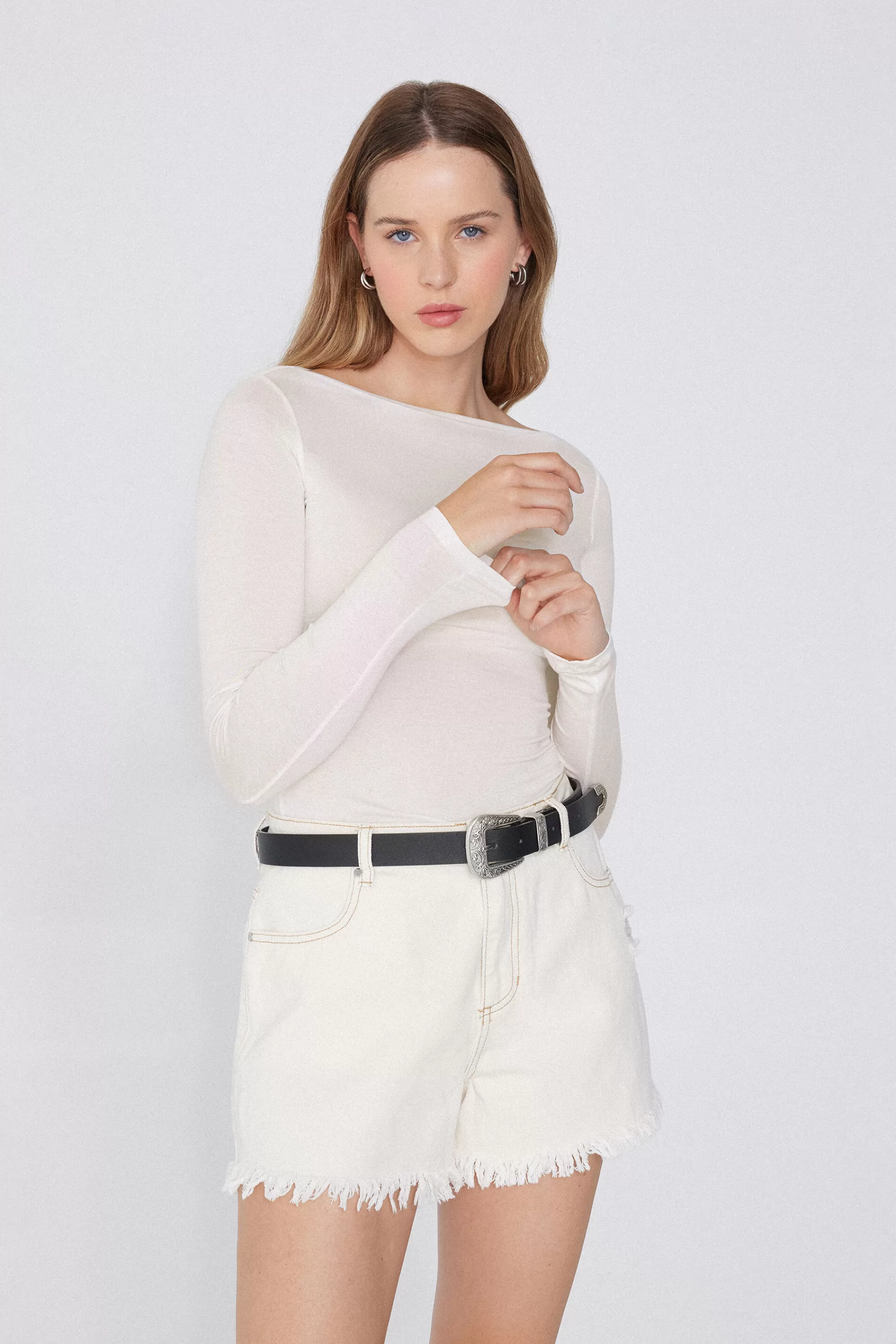 Sale Maglia Maniche Lunghe Scollo Barchetta Viscosa - Maglie Maniche Lunghe - Donna | Maglie maniche lunghe
