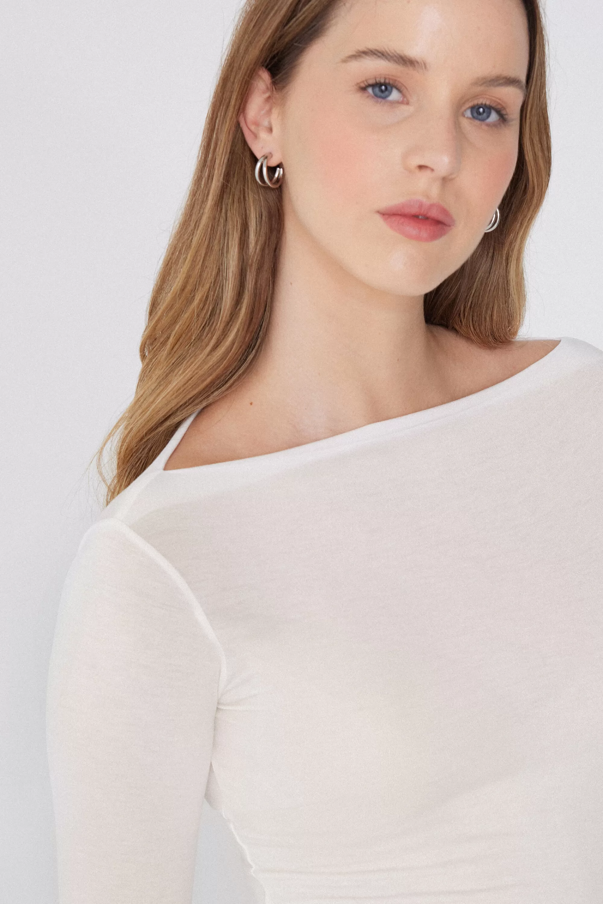 Sale Maglia Maniche Lunghe Scollo Barchetta Viscosa - Maglie Maniche Lunghe - Donna | Maglie maniche lunghe