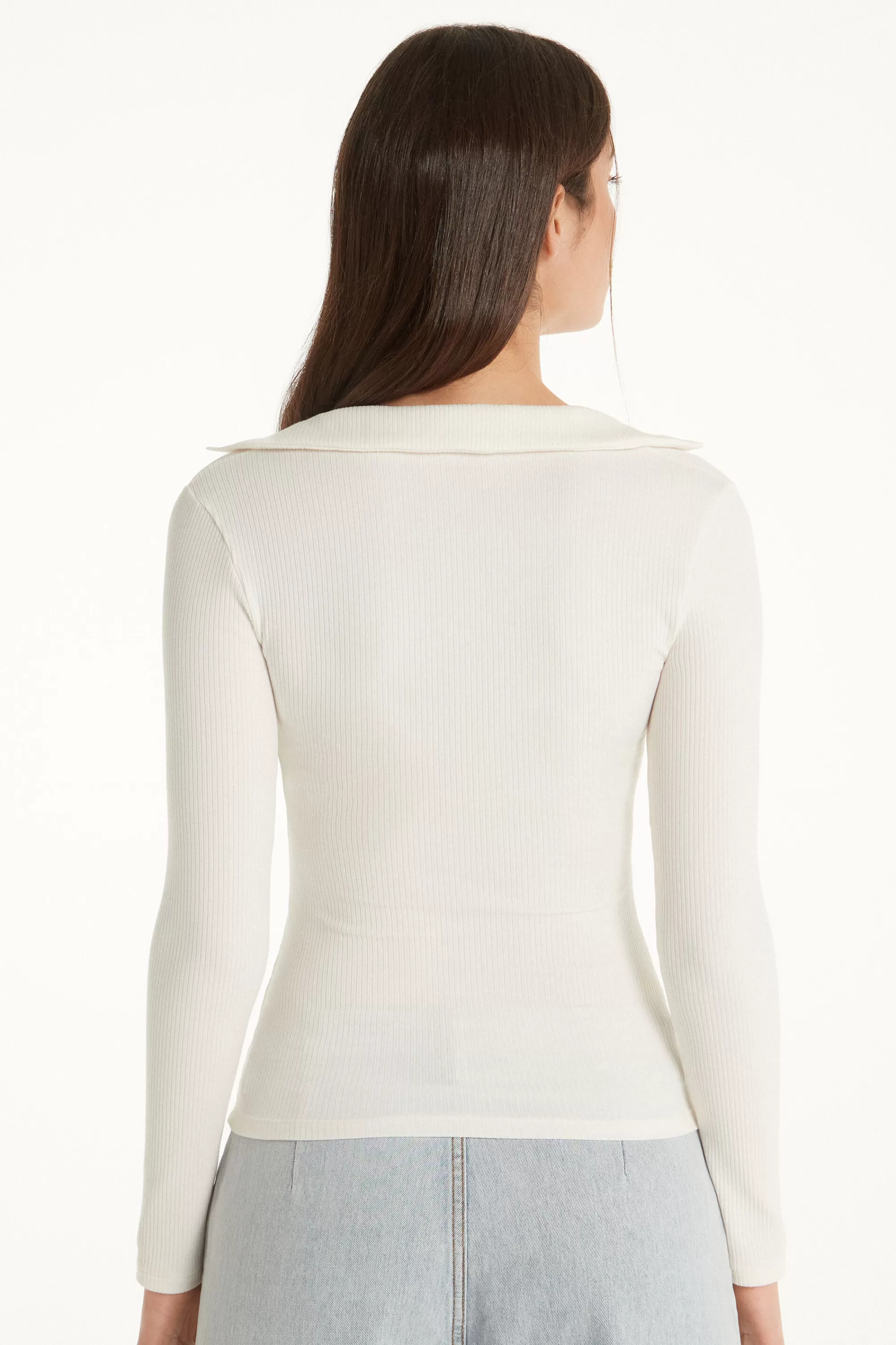 Hot Maglia Polo Maniche Lunghe Costine - Maglie Maniche Lunghe - Donna | Maglie maniche lunghe