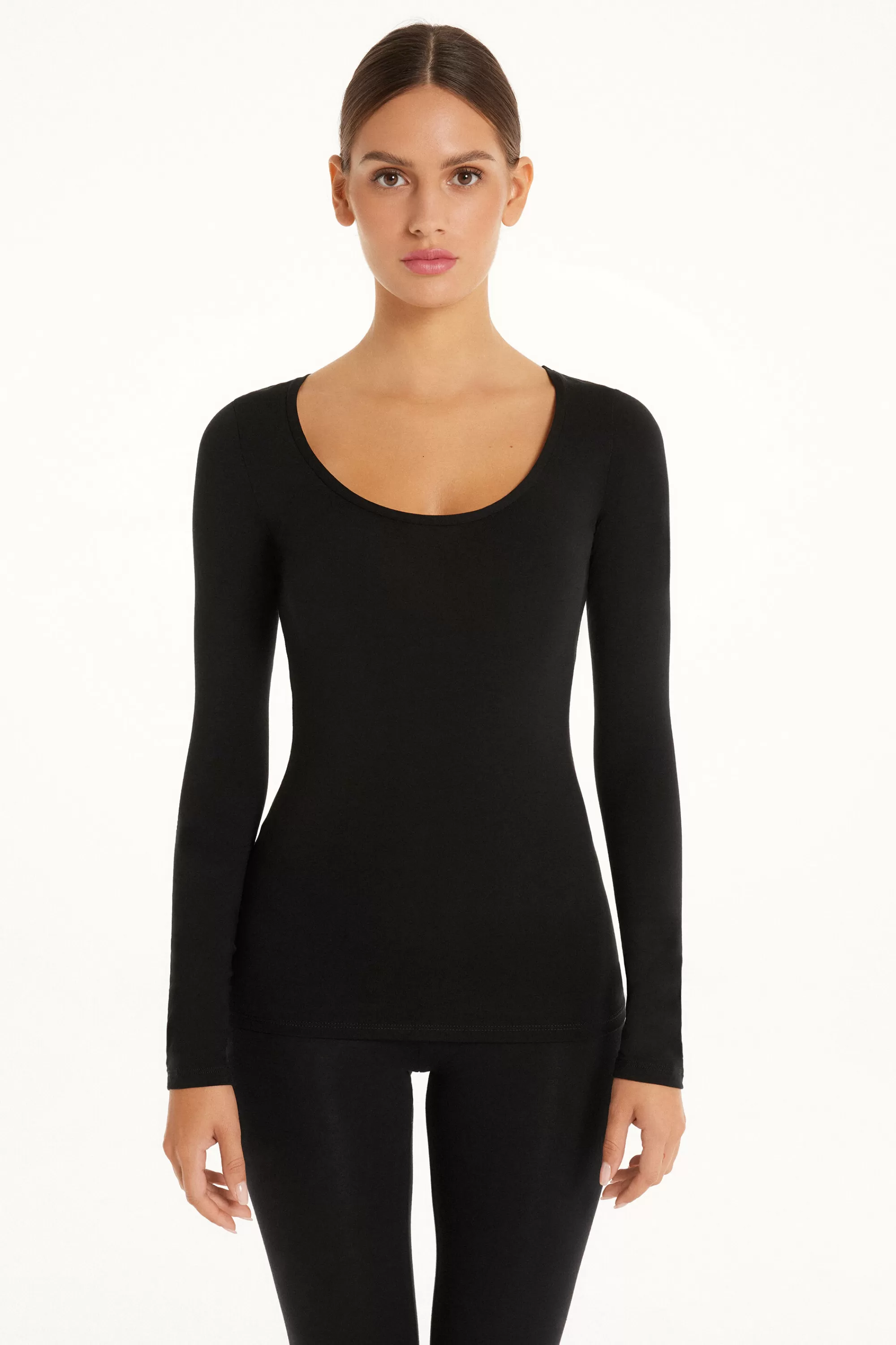 Shop Maglia Scollo Madonna Maniche Lunghe In Viscosa - Maglie Maniche Lunghe - Donna | Maglie maniche lunghe