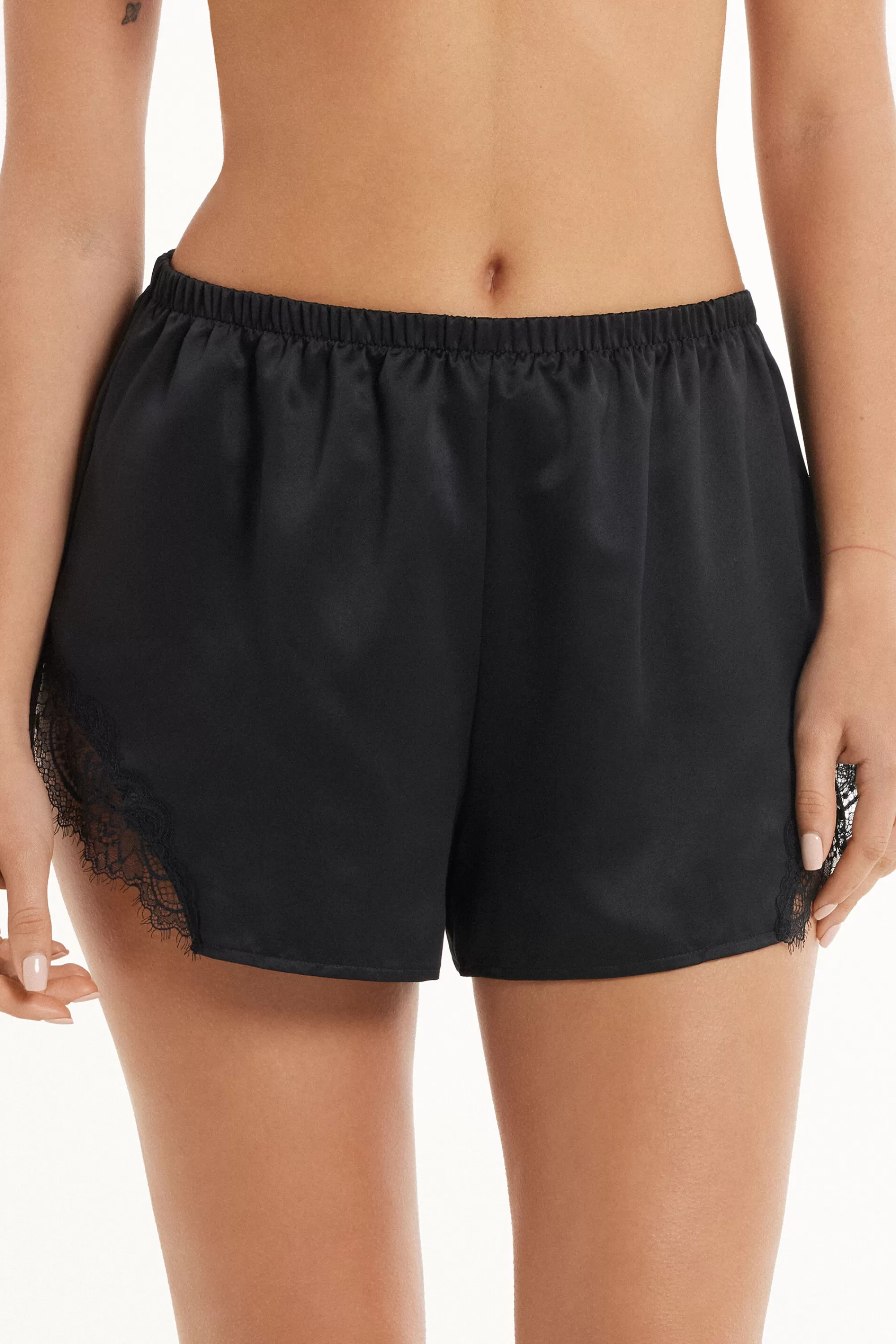 Hot Pantaloncino Corto In Raso E Pizzo - Pigiami Combinabili - Donna | Shorts | Pigiami combinabili