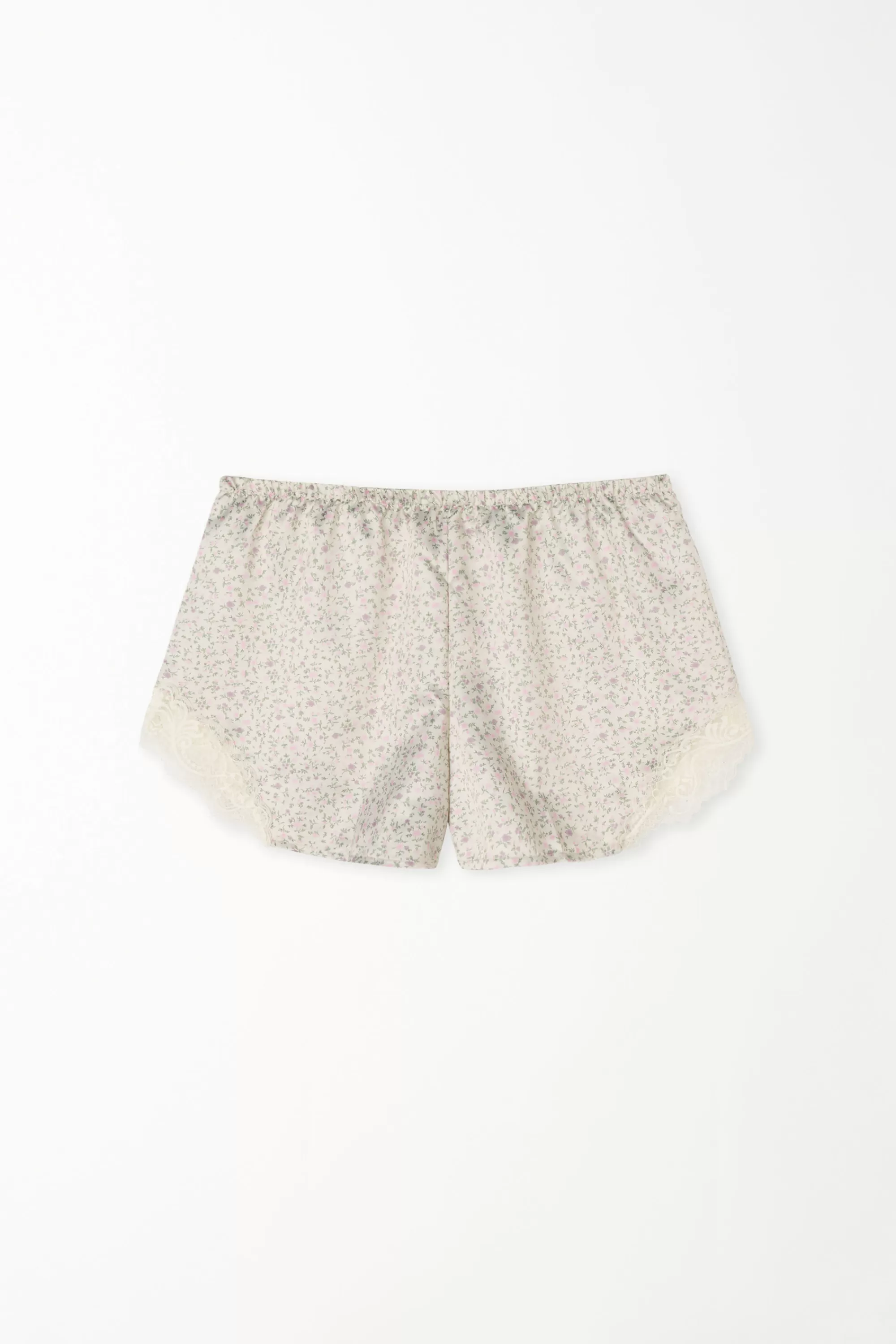 Online Pantaloncino Corto In Raso Stampato E Pizzo - Pigiami Combinabili - Donna | Shorts | Pigiami combinabili
