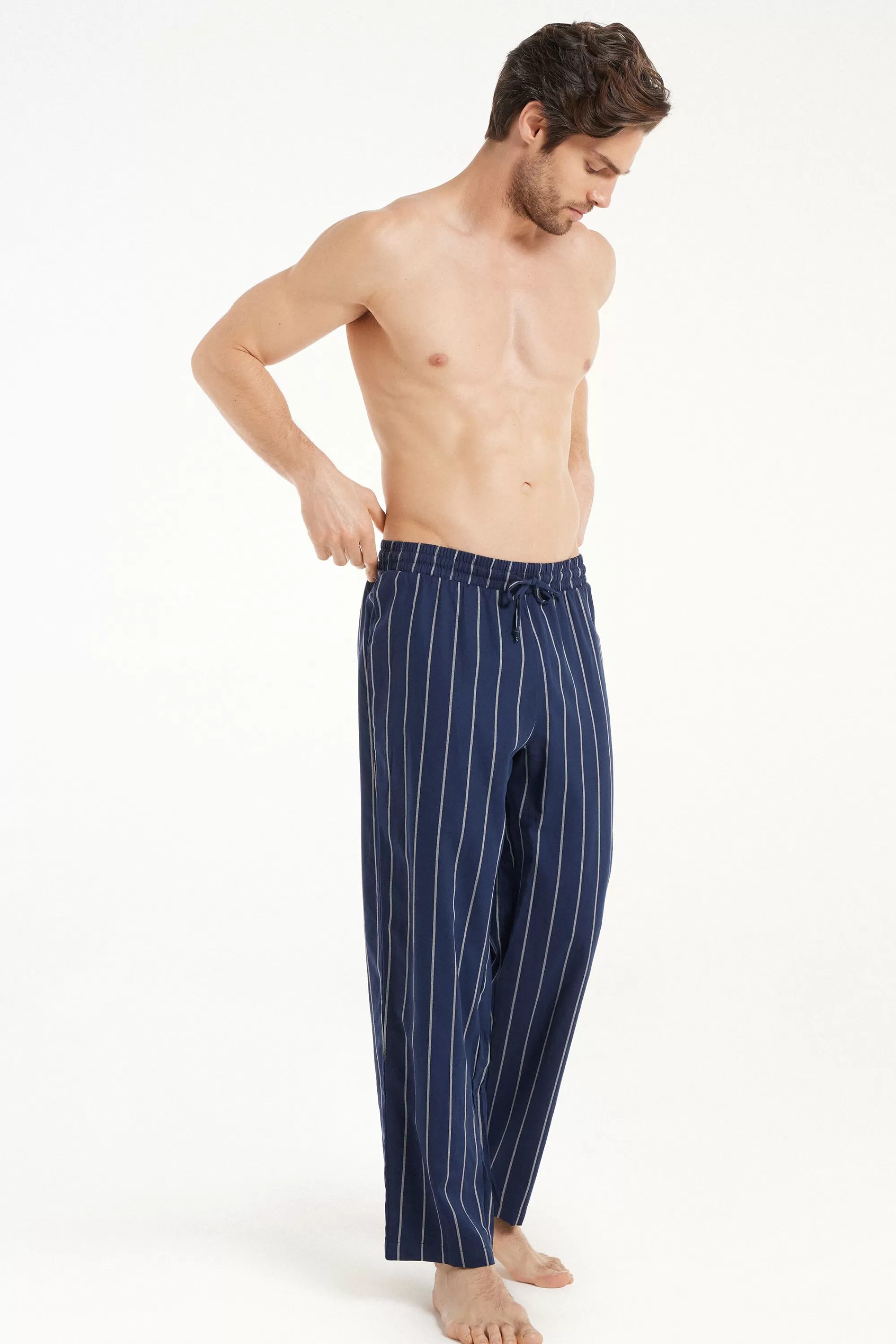 Cheap Pantalone Lungo Dritto In Tela Di Cotone - Pigiami Lunghi - Uomo | Pantaloni lunghi | Pigiami lunghi