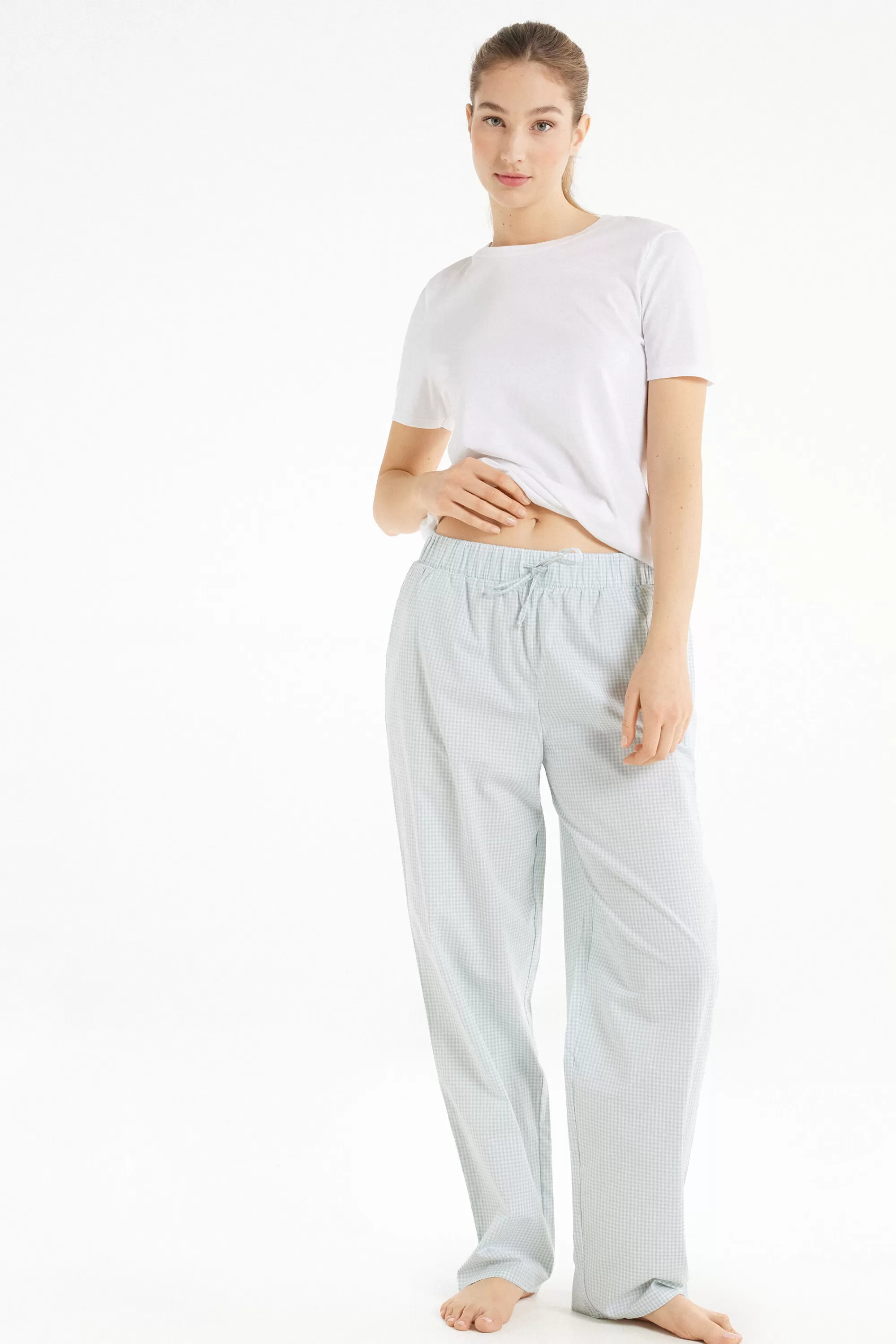 Cheap Pantalone Lungo In Tela Di Cotone Stampata - Pigiami Combinabili - Donna | Pigiami combinabili