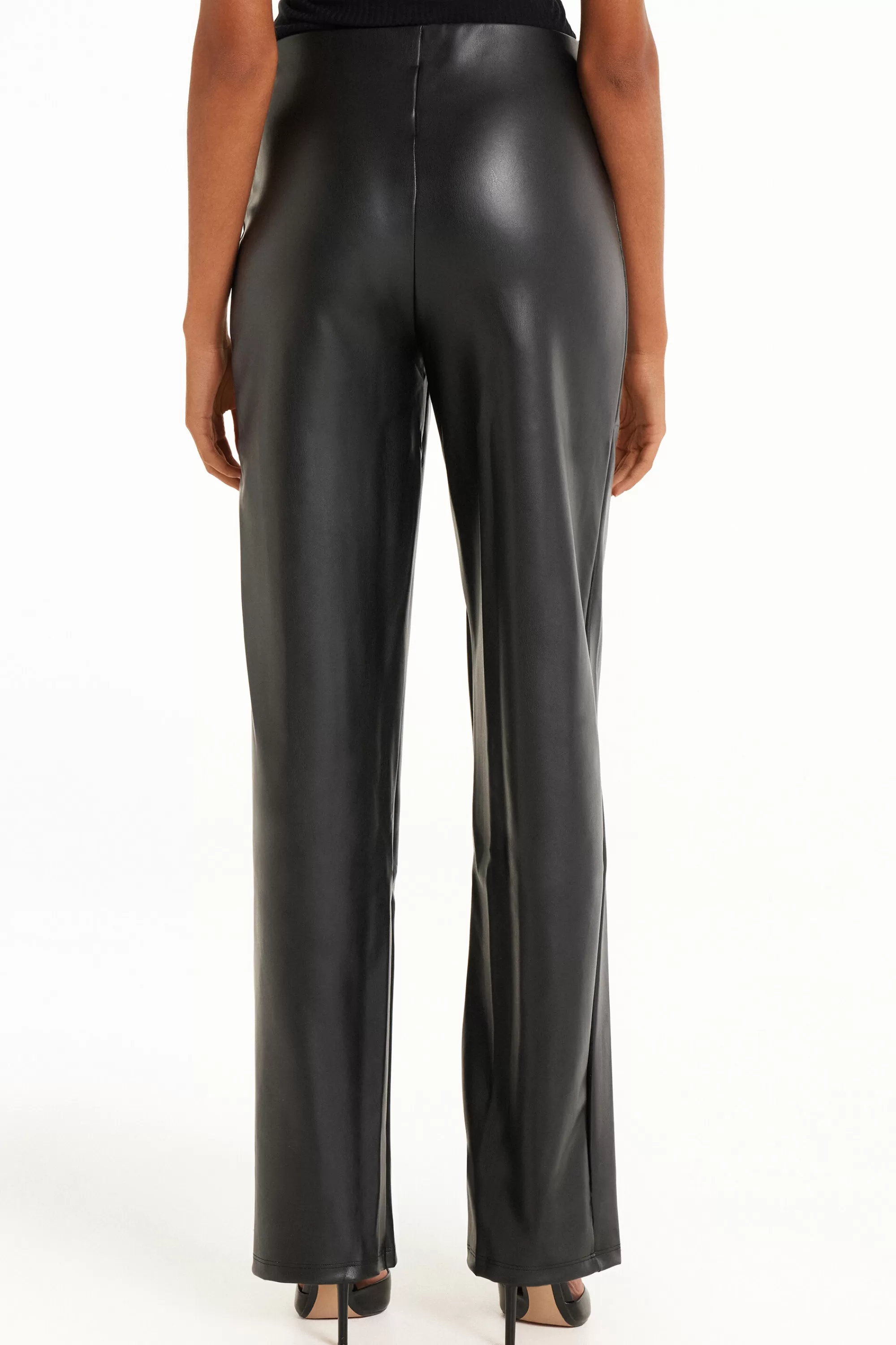 Fashion Pantalone Lungo Vita Alta Effetto Spalmato - Pantaloni - Donna | Pantaloni