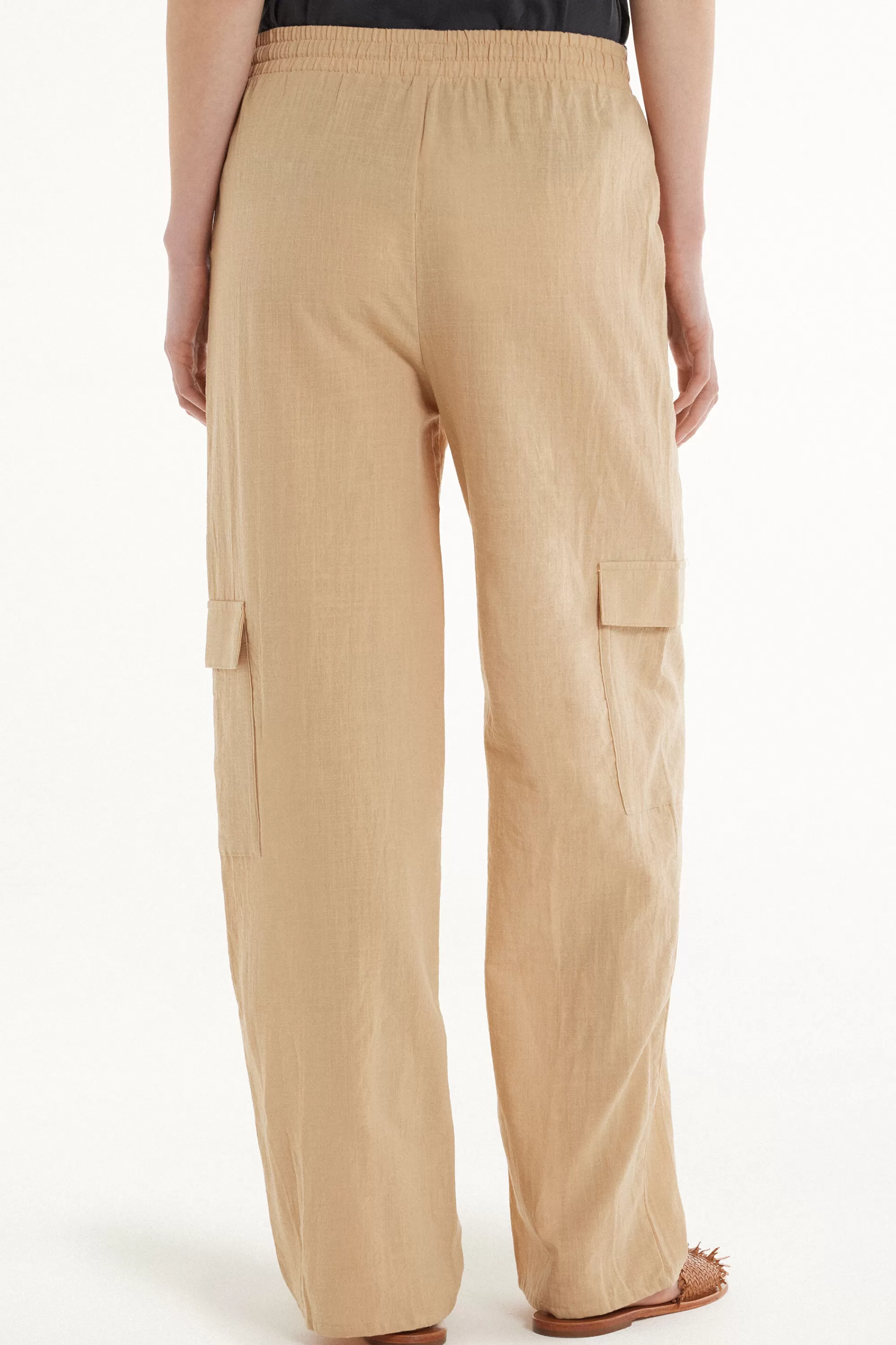Discount Pantaloni Lunghi In 100% Cotone Super Leggero Con Tasche - Pantaloni - Donna | Pantaloni