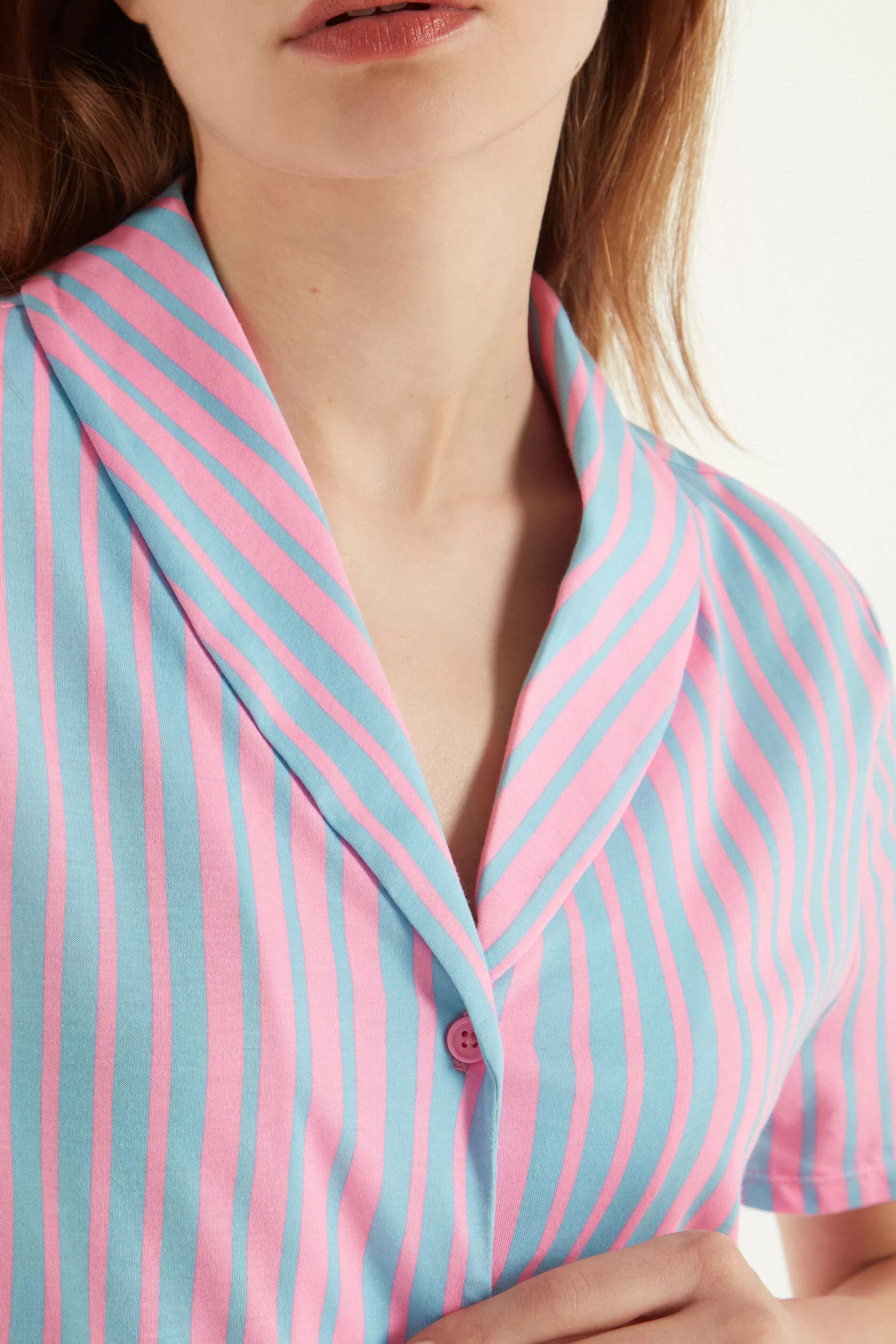 Cheap Pigiama Corto Mezza Manica Aperto In Cotone - Pigiami Corti - Donna | Pigiami corti