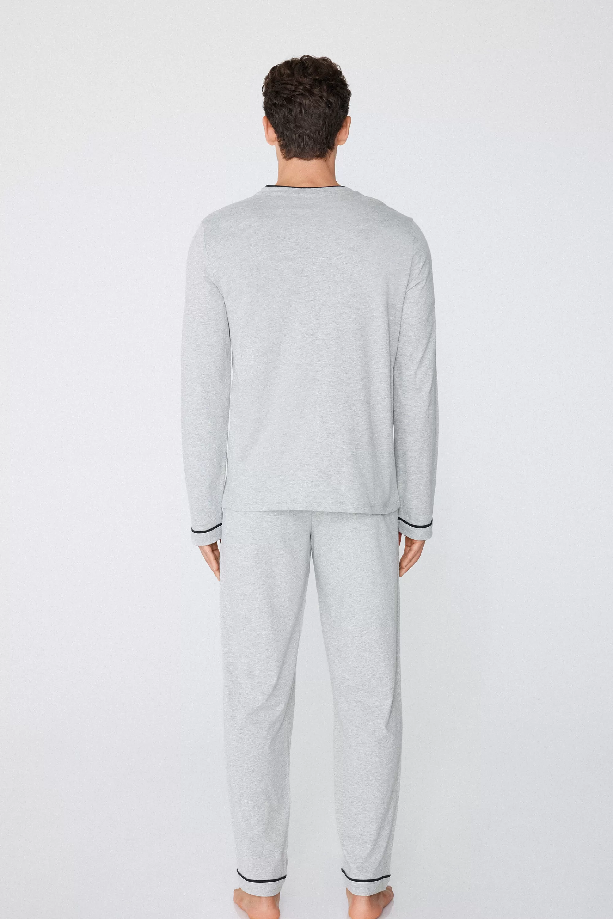 Cheap Pigiama Lungo Uomo In Cotone Piping - Pigiami Lunghi - Uomo | Pigiami lunghi