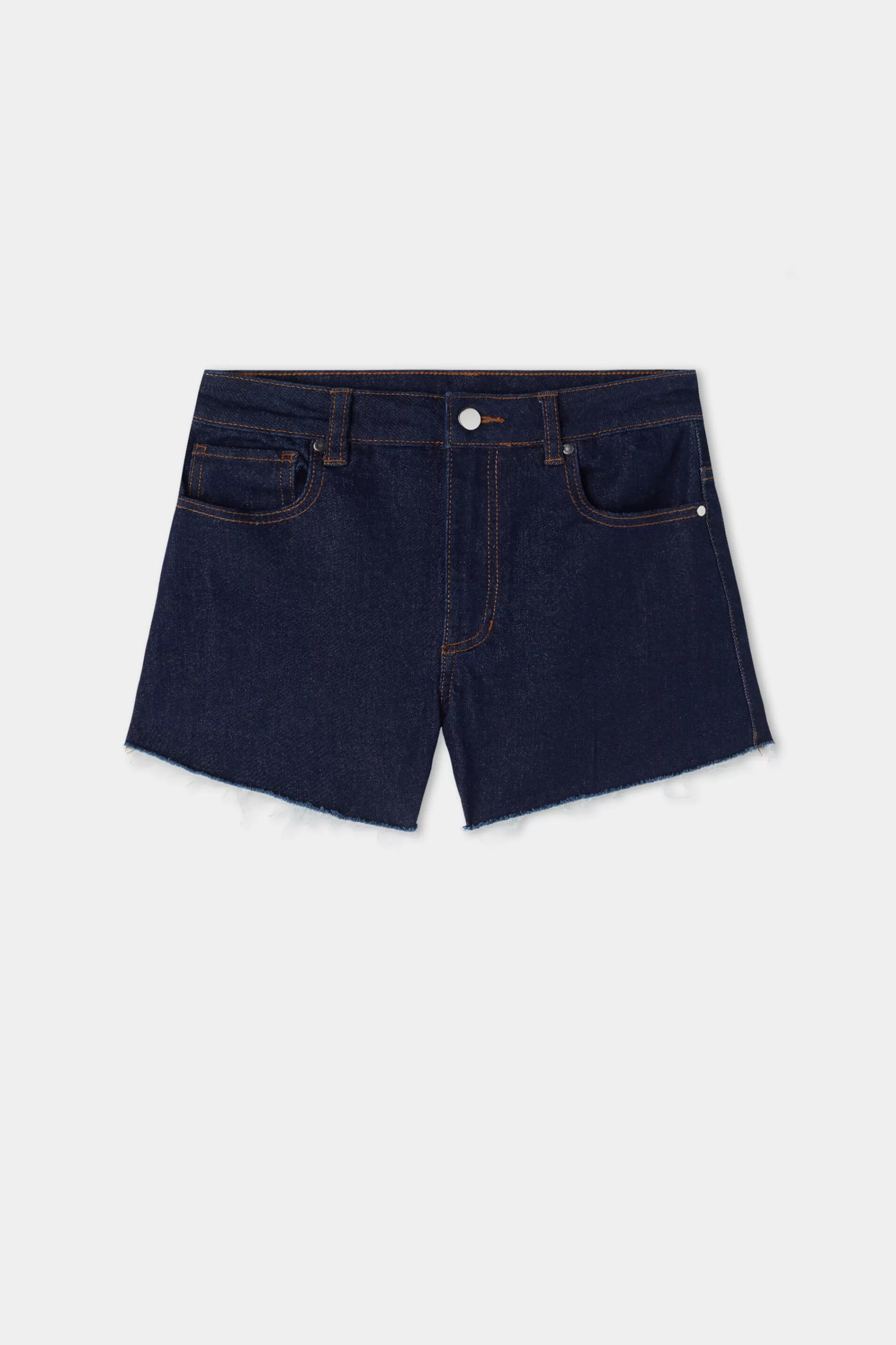 Online Short Alto In Denim Sfrangiato - Shorts - Donna | Shorts | Jeans