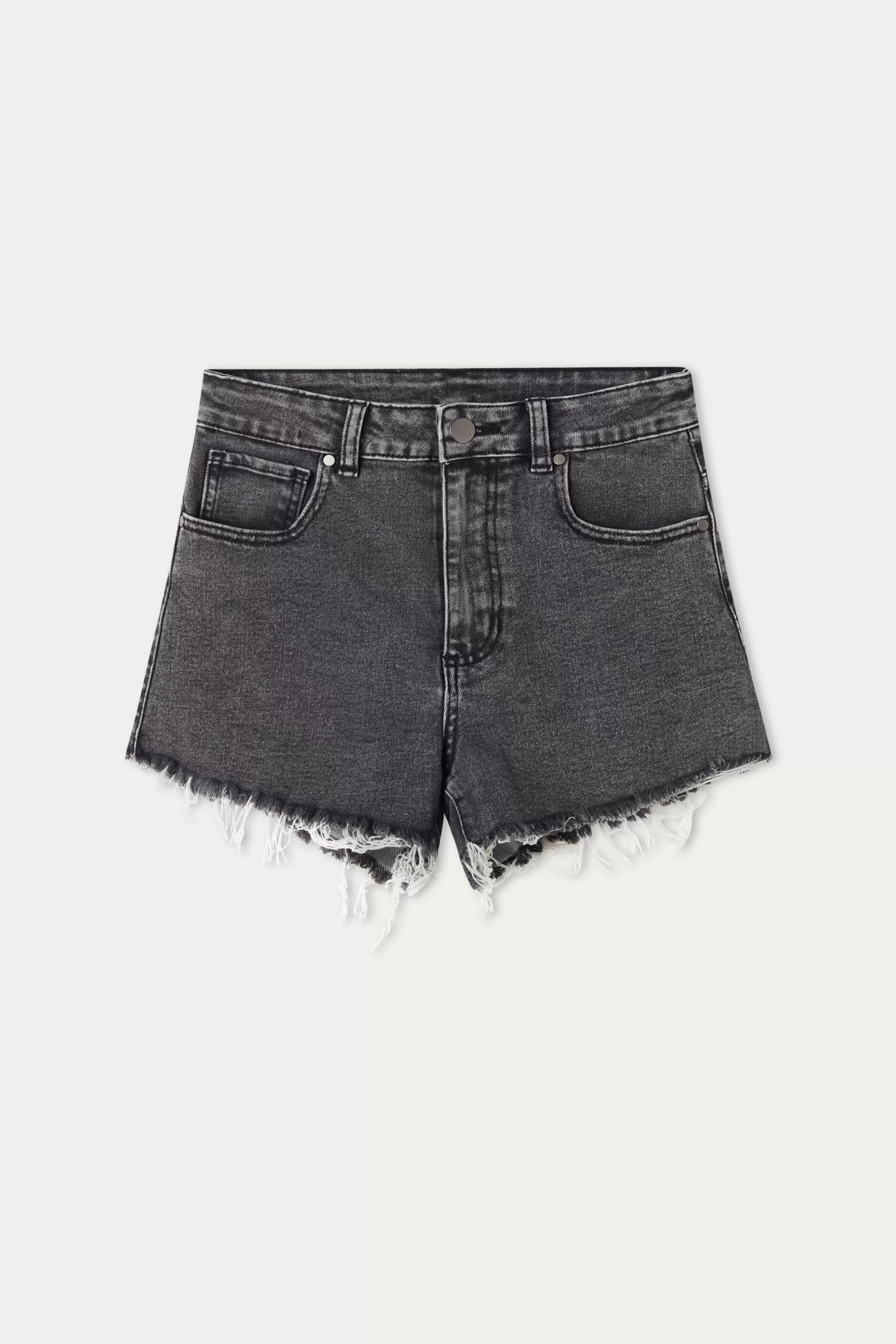 Online Short Alto In Denim Sfrangiato - Shorts - Donna | Shorts | Jeans