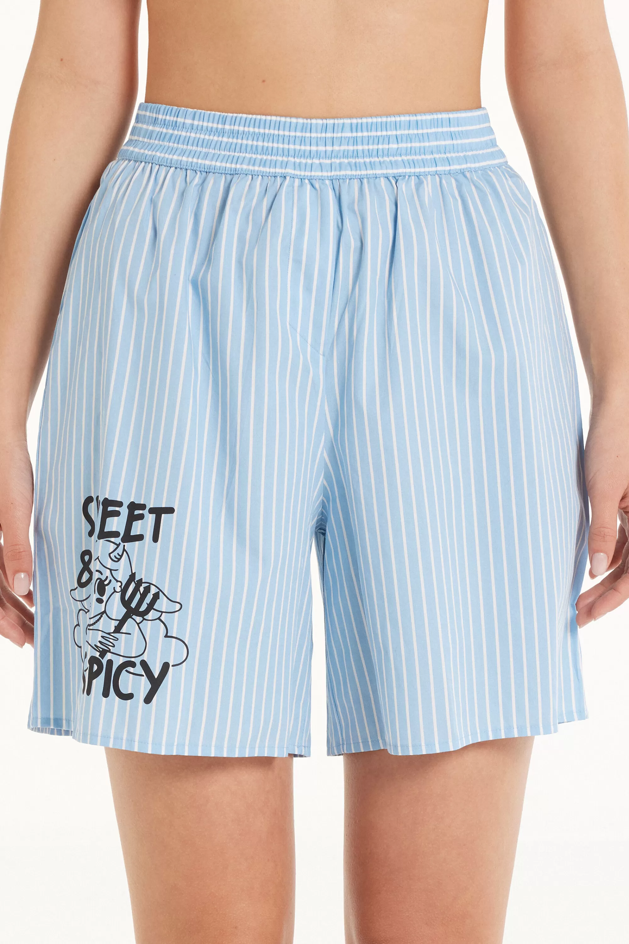Cheap Shorts Gessato Con Scritte Over - Pigiami Combinabili - Donna | Shorts | Pigiami combinabili