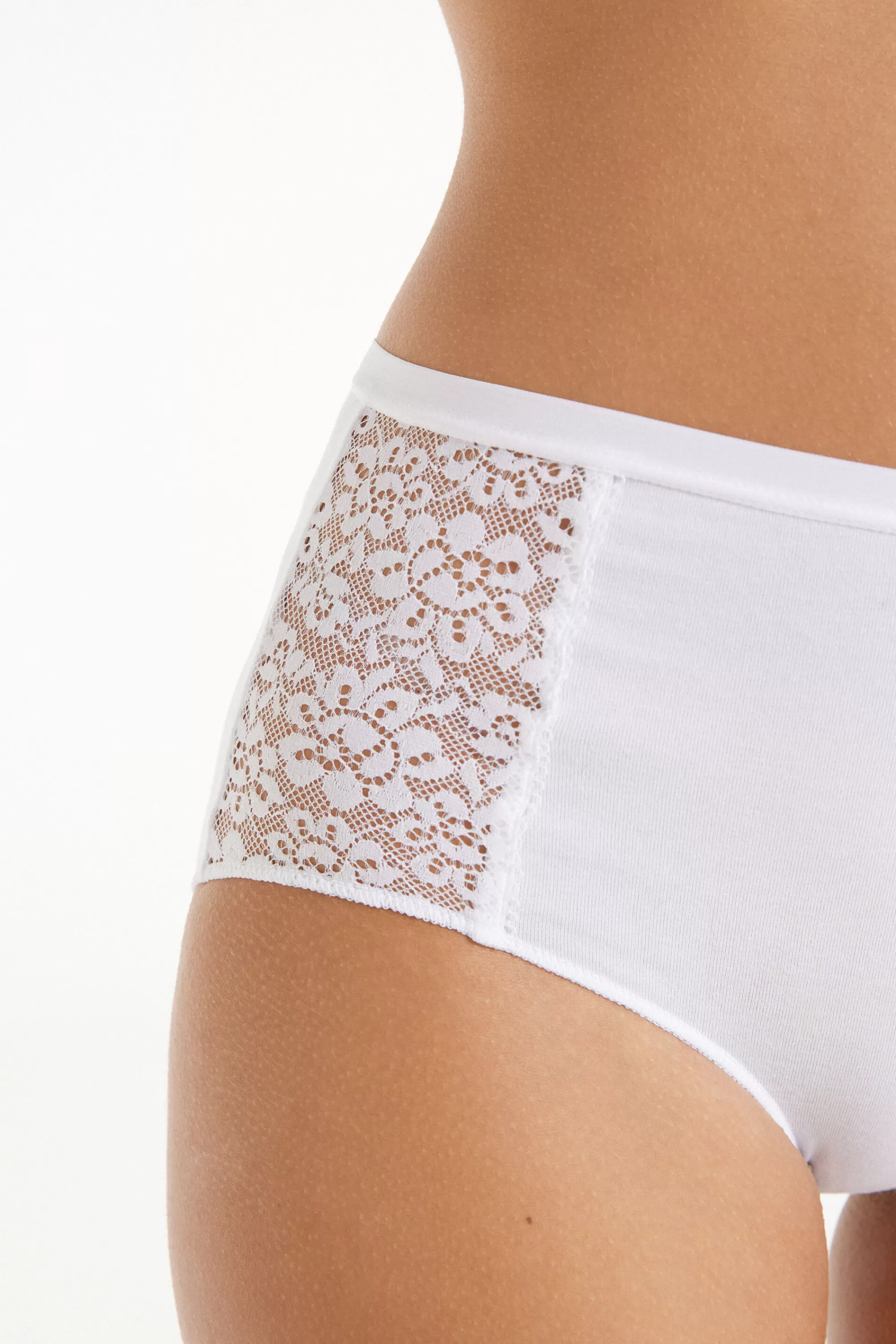 Online Slip Alto In Cotone E Pizzo Riciclato - Slip Classico - Donna | Slip | Completi intimi