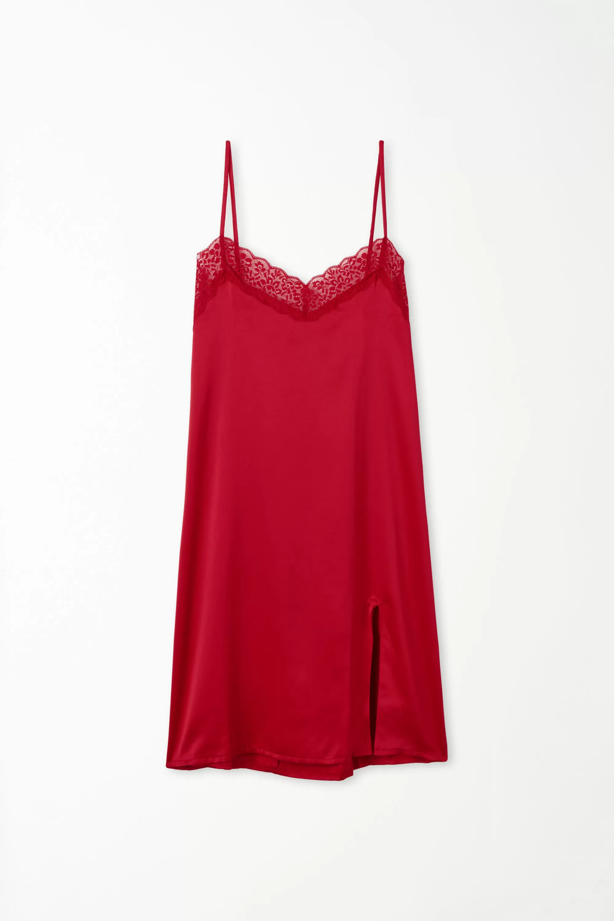 Sale Sottoveste In Raso Con Spacco E Pizzo - Sottovesti - Donna | Lingerie