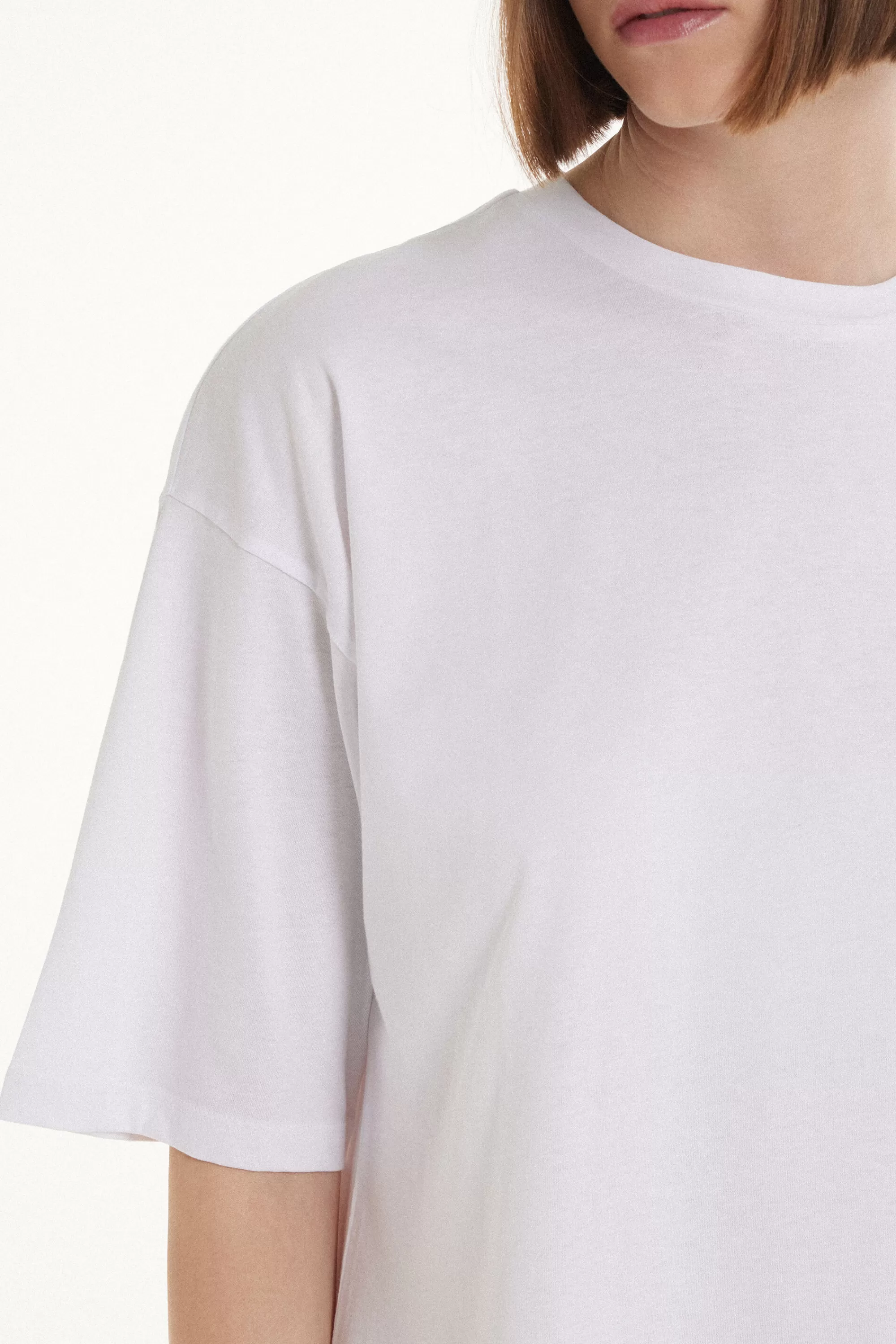 Hot T-Shirt A Girocollo Oversize In Cotone - Magliette Maniche Corte - Donna | Magliette maniche corte