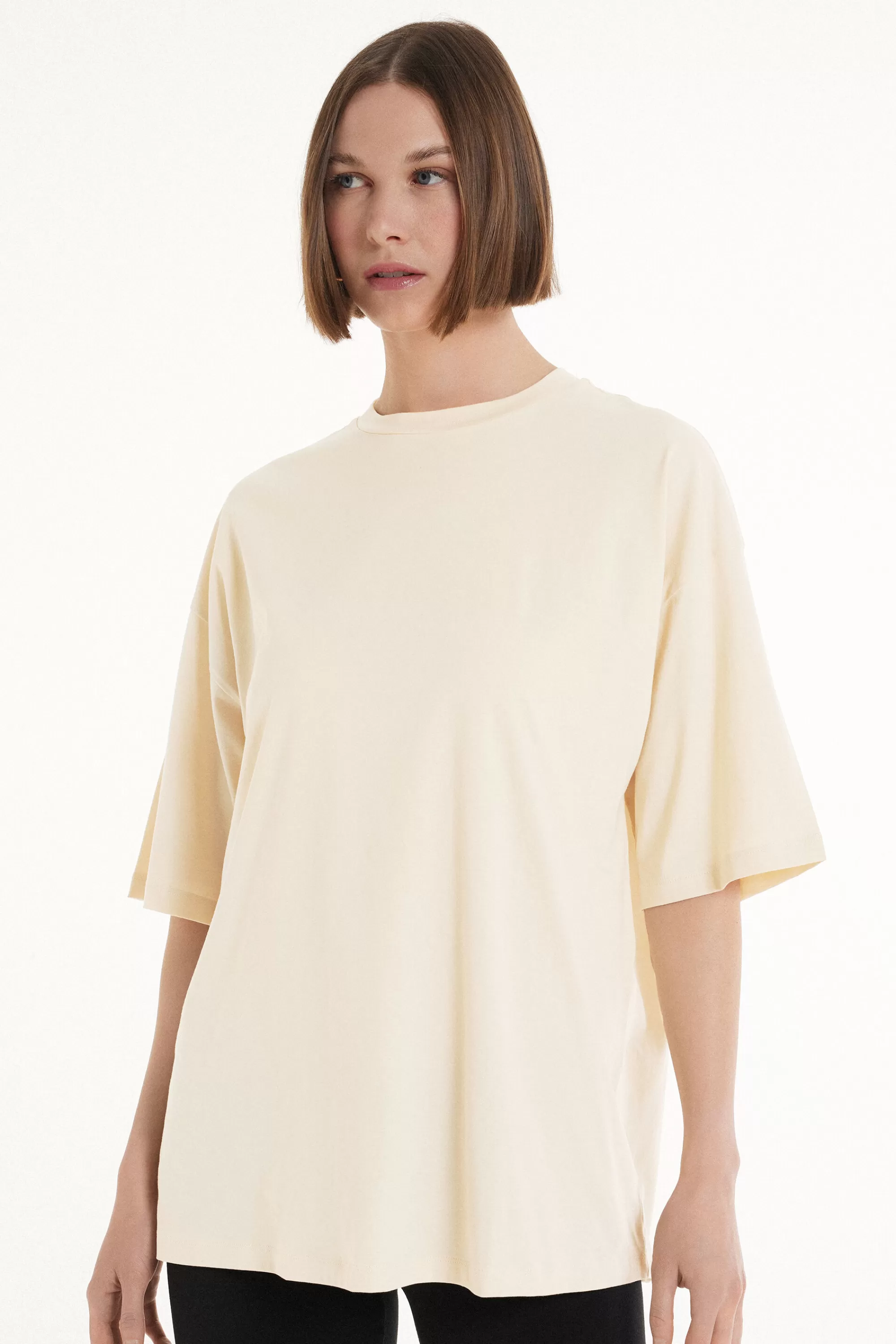 Clearance T-Shirt A Girocollo Oversize In Cotone - Magliette Maniche Corte - Donna | Magliette maniche corte