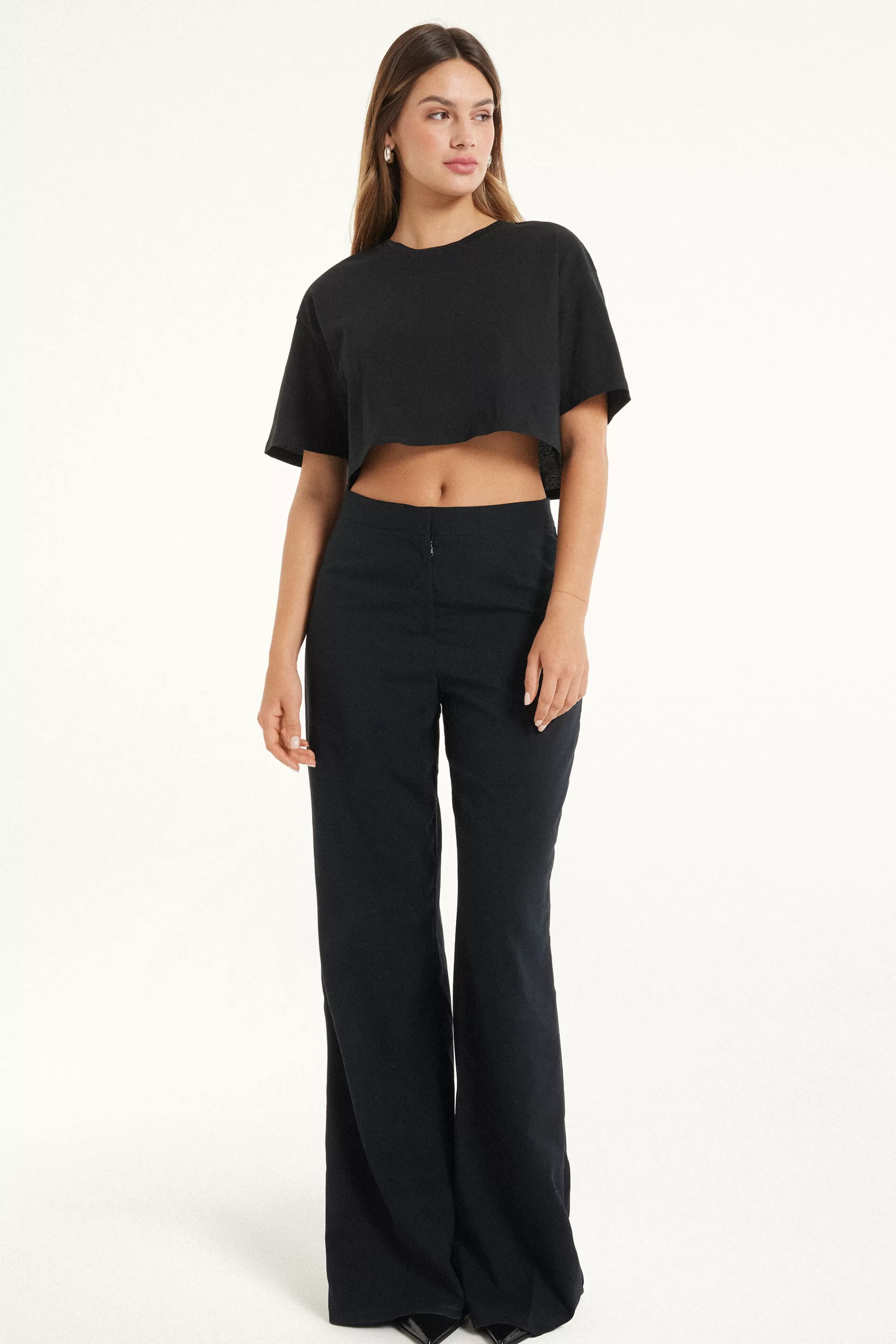 Clearance T-Shirt Corta Boxy Girocollo In Cotone - Magliette Maniche Corte - Donna | Magliette maniche corte