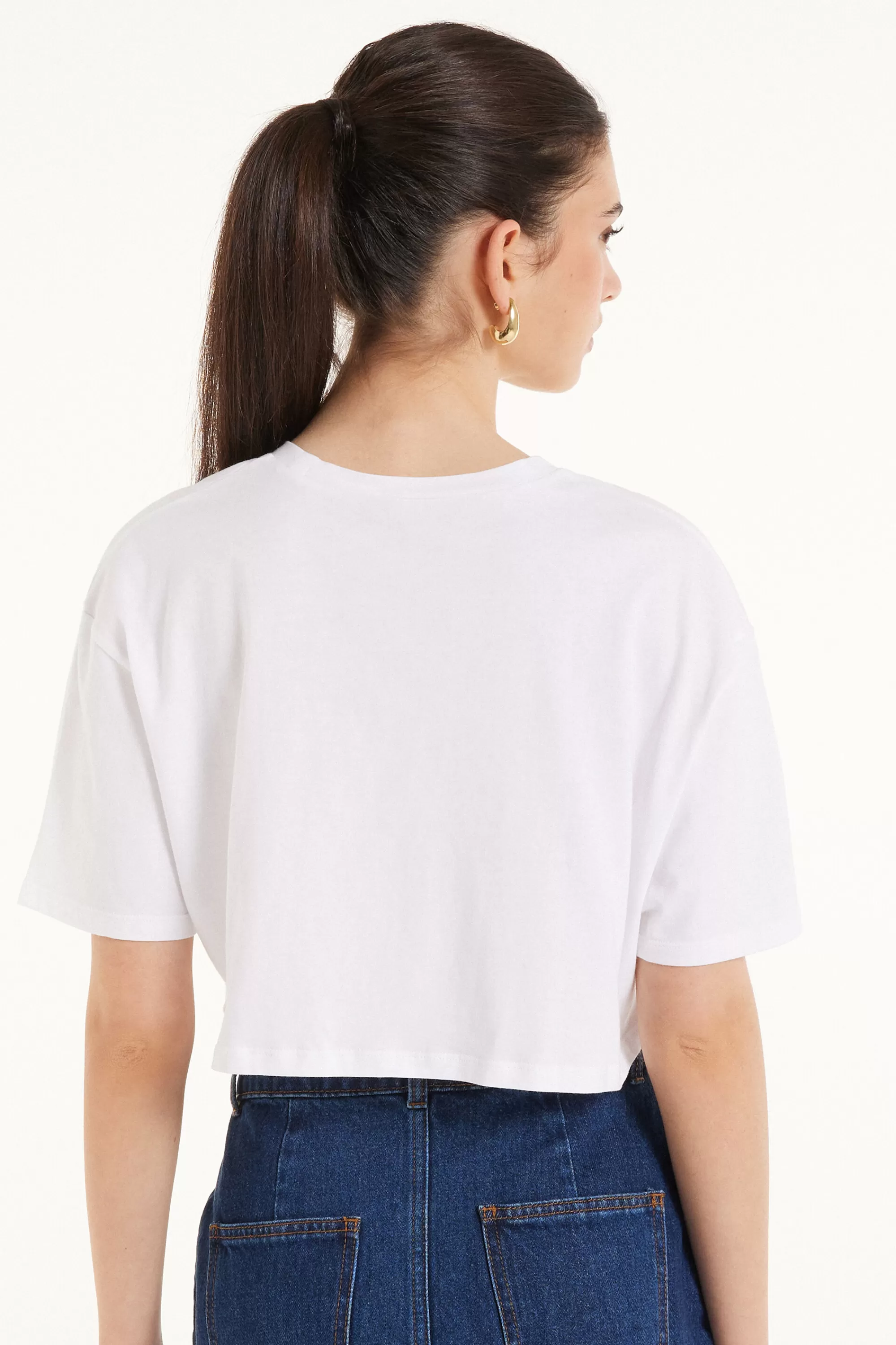 Best T-Shirt Corta Boxy Girocollo In Cotone - Magliette Maniche Corte - Donna | Magliette maniche corte