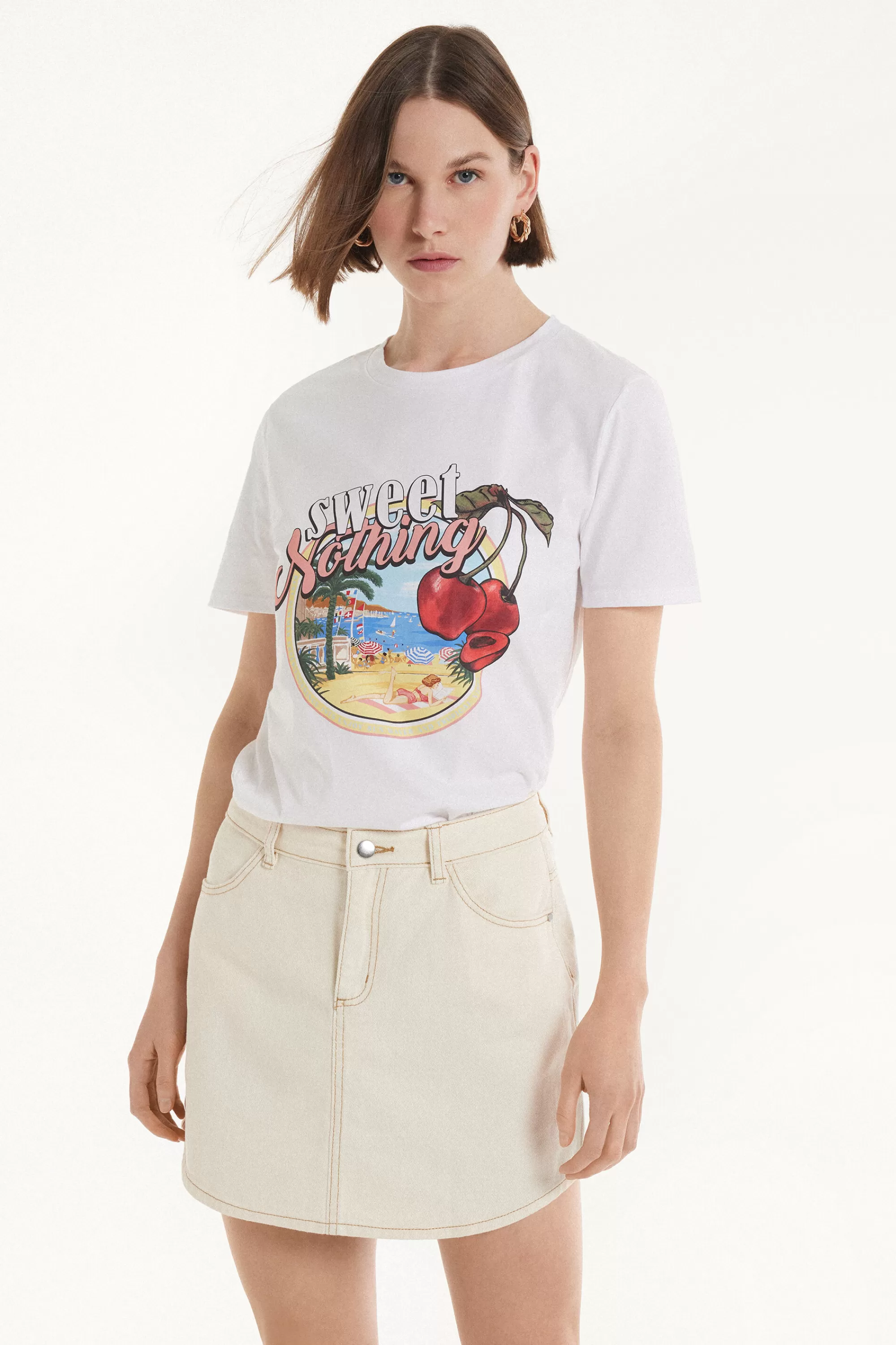 Cheap T-Shirt Cotone Con Stampa - Magliette Maniche Corte - Donna | Magliette maniche corte